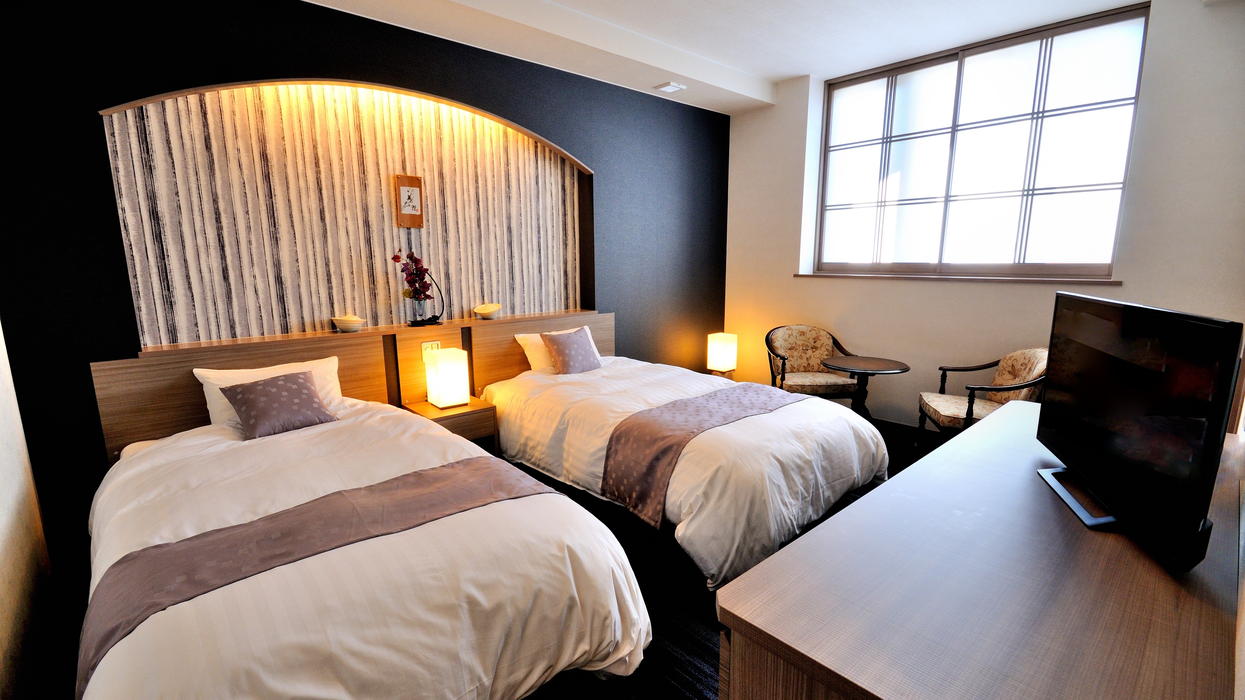 [Guest room 15 tatami mats] Twin bed room [Non-smoking] [Bath terminal side] For 1 to 2 guests.