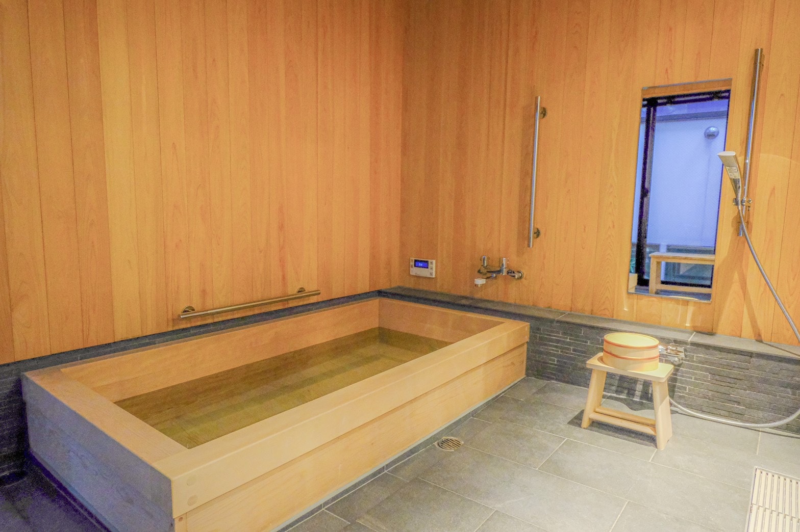 The inn's proud cypress bath