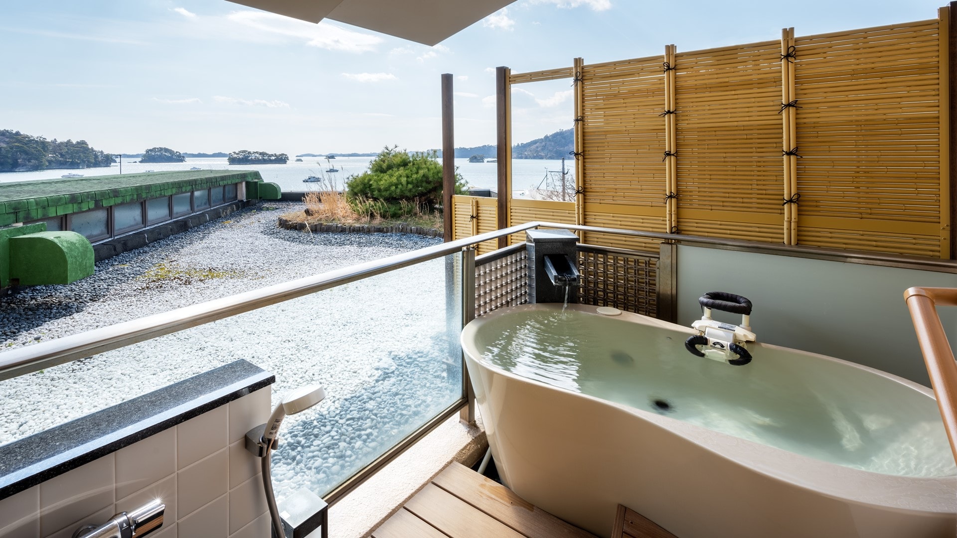 "Tsukiakari" guest room with natural hot spring open-air bath Natural hot spring open-air bath