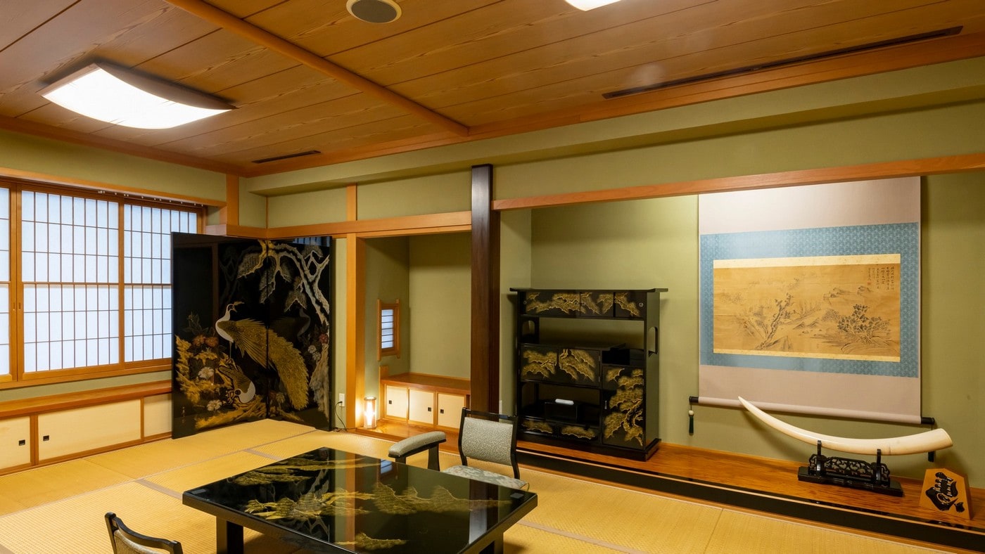 Special room [Gassan] Japanese-style room with 14 tatami mats + Western-style room with a semi-double bed