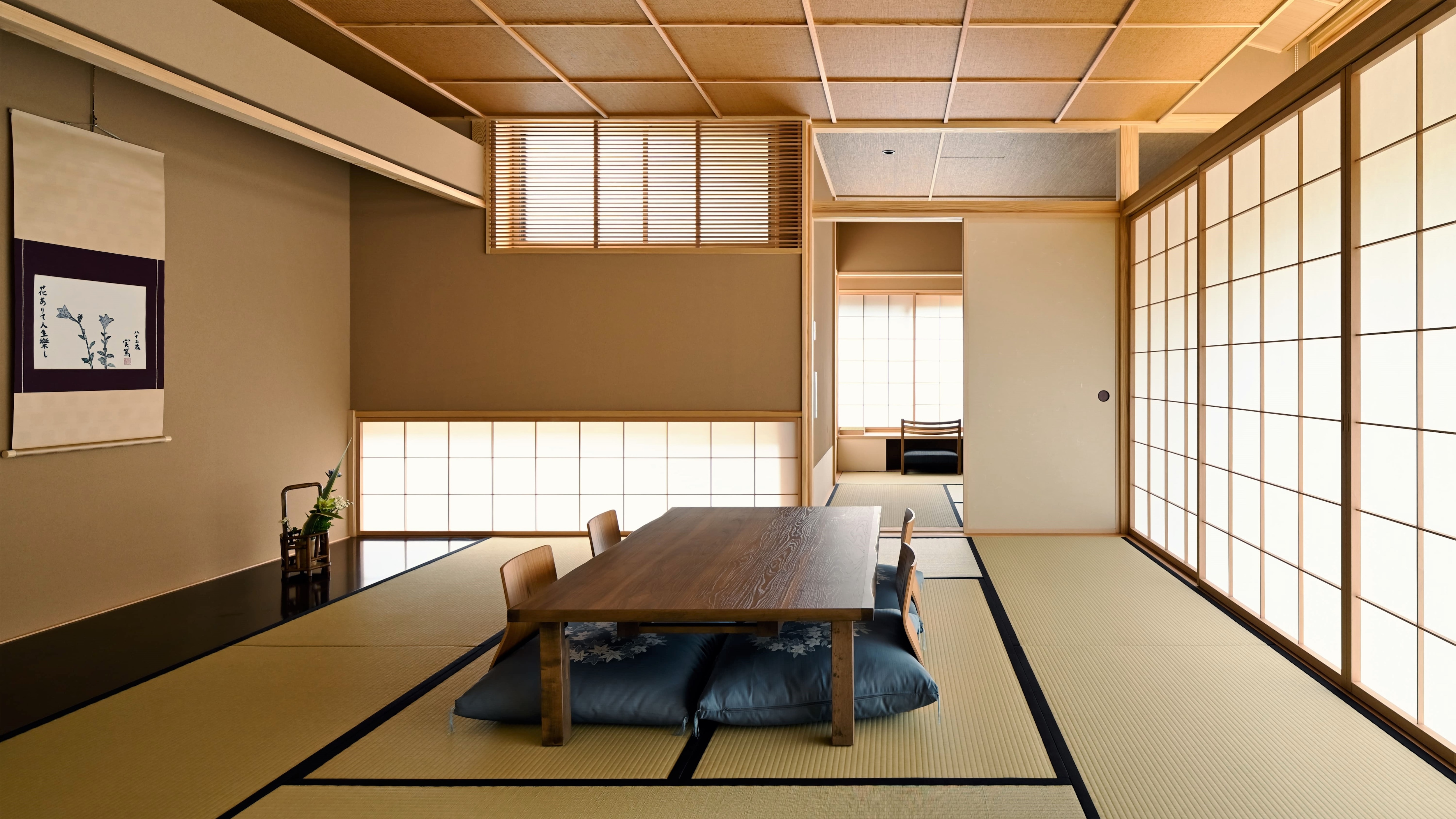 [Kích thước phòng tiếp theo (futon)] ◆ Bồn tắm suối nước nóng bán lộ thiên ◆ Phòng chính 8-10 tatami + 6 tatami