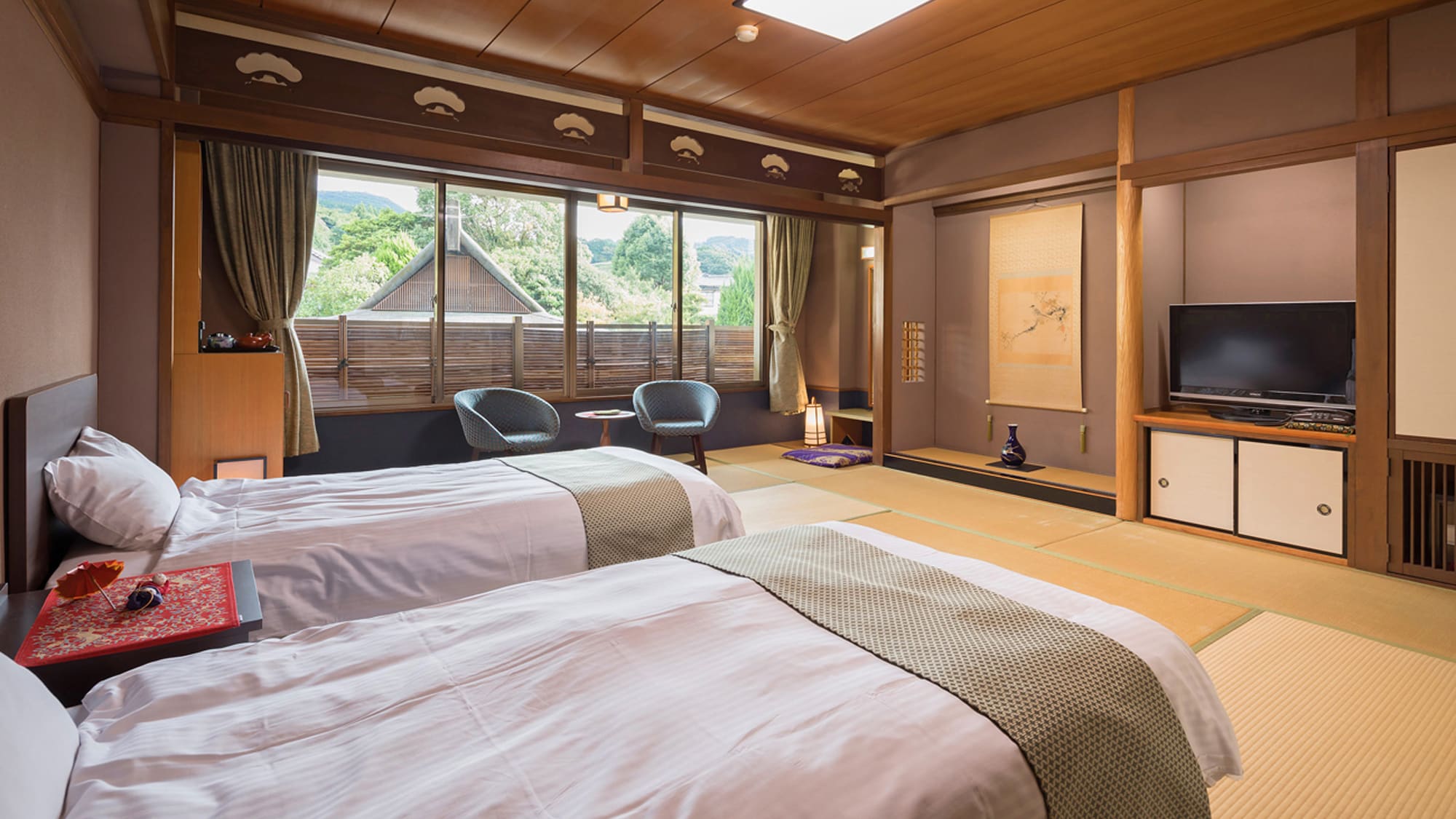 [Bangunan Utama / Modern Jepang] Kamar ini memiliki dua tempat tidur di kamar bergaya Jepang.