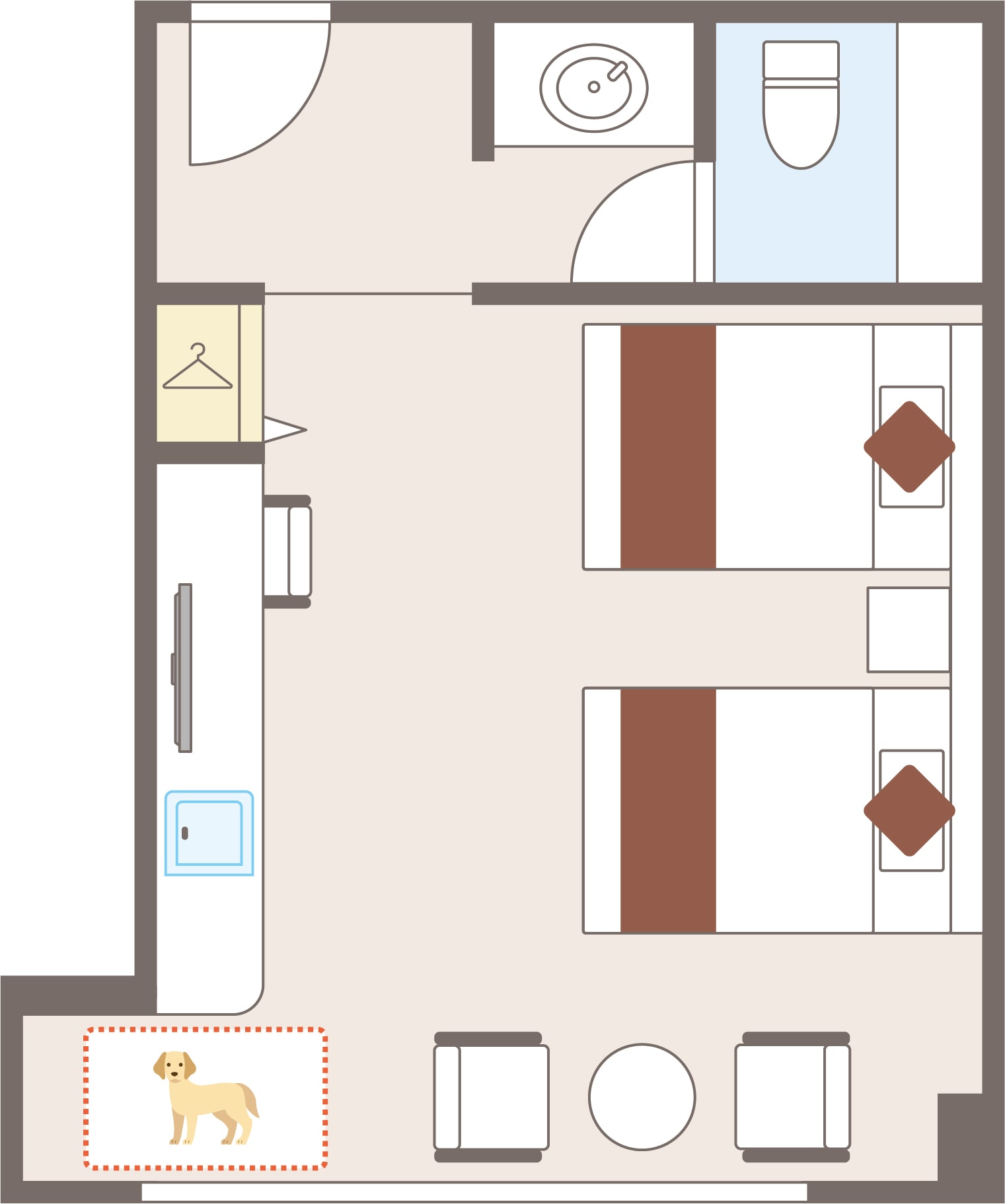 可携带宠物入住标准双床房
