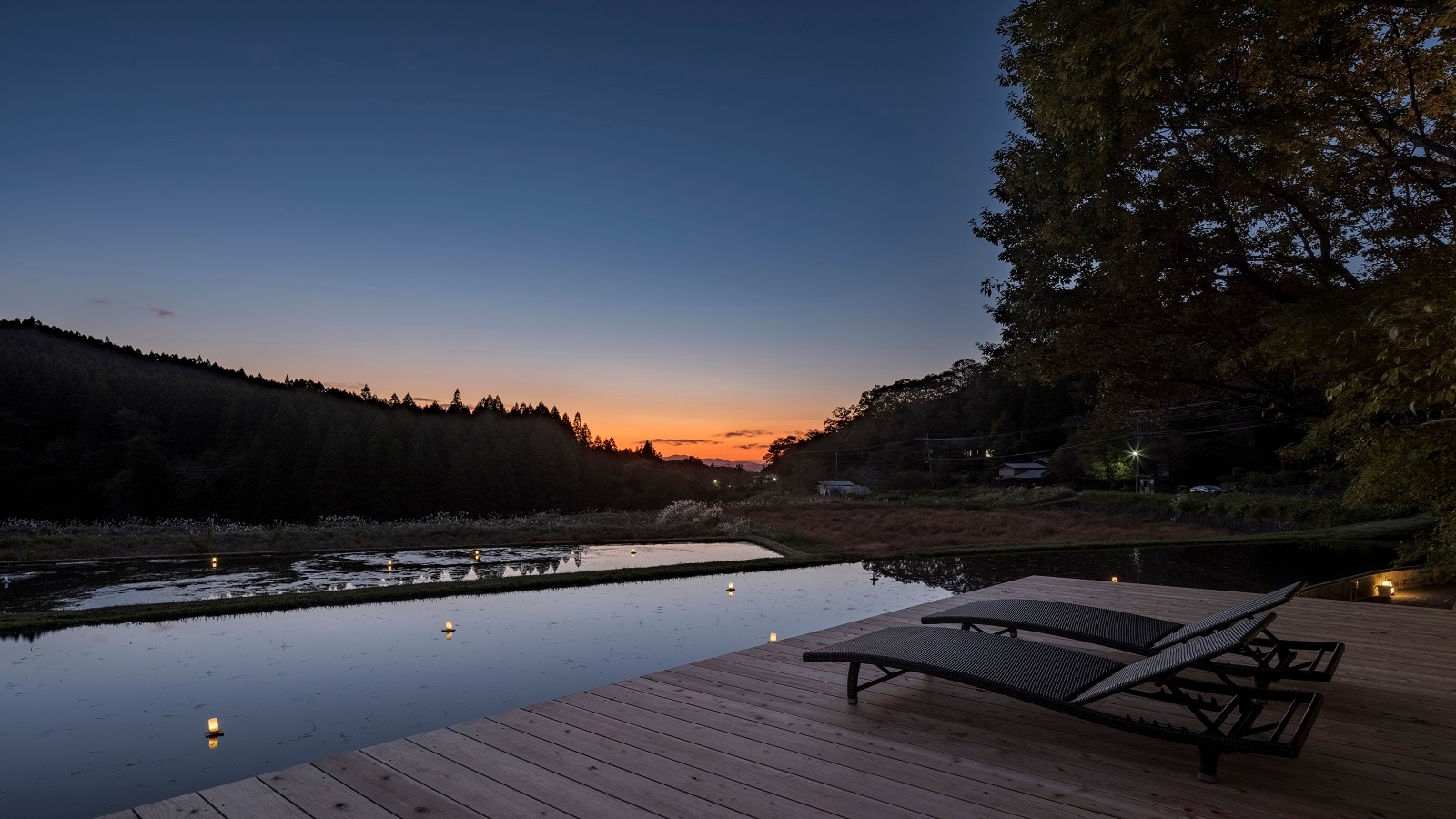 일몰 작은 타는 논 테라스