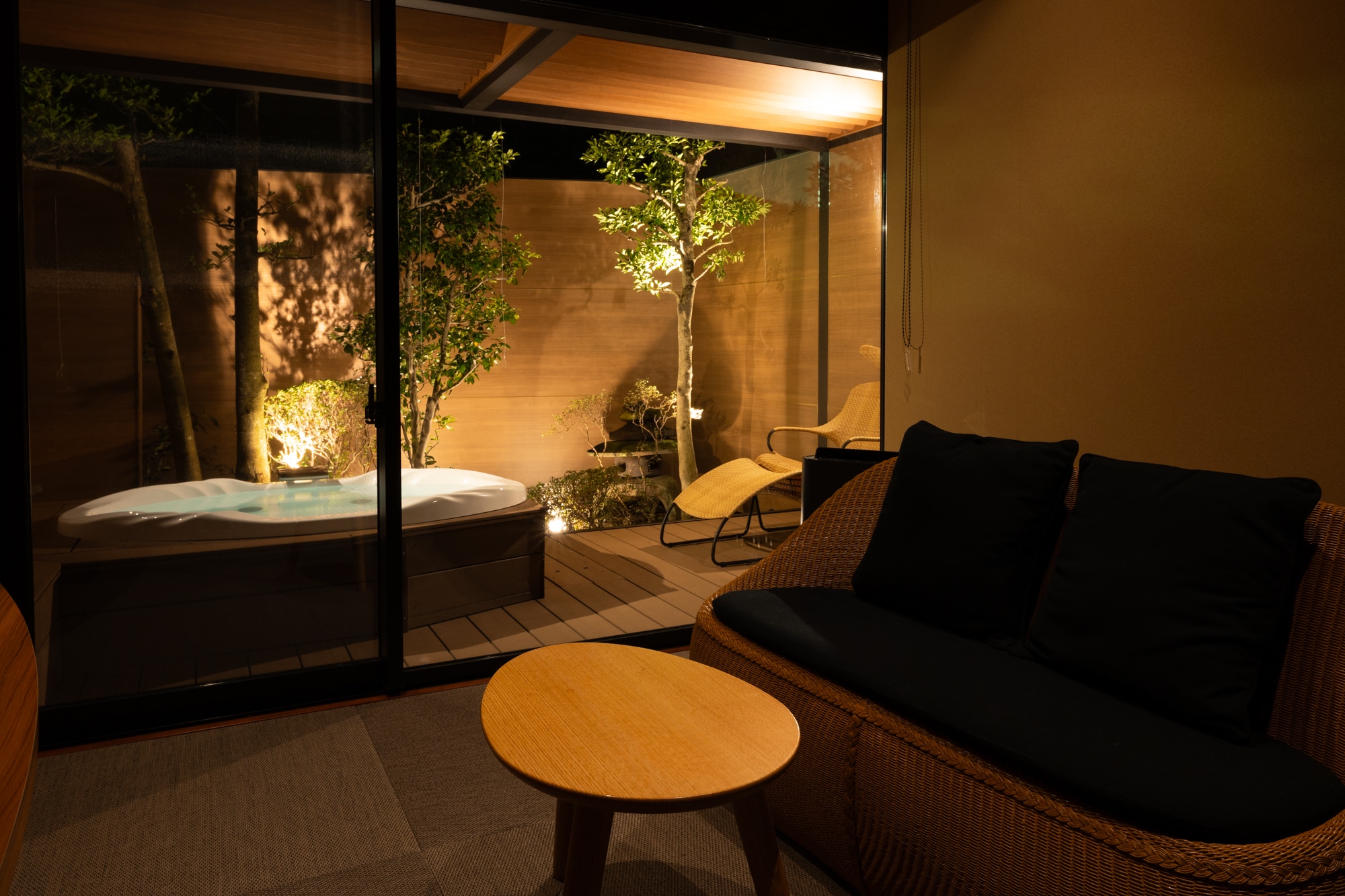 A modern Japanese-Western style room with an open-air bath, renovated in March 2024.