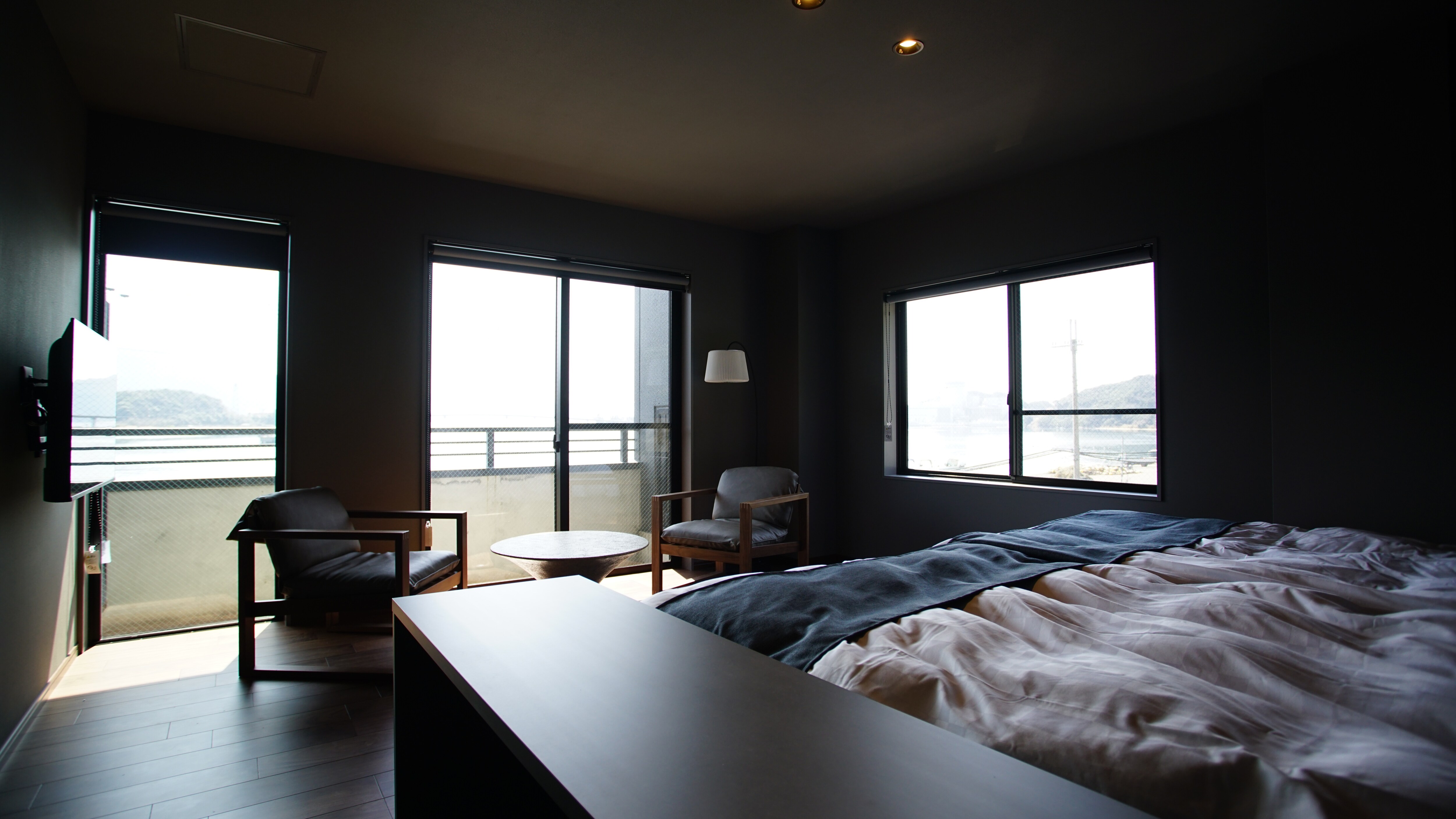 Twin room overlooking the fishing village along Wakasa Bay