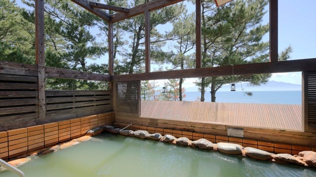 Open-air bath with natural hot spring water