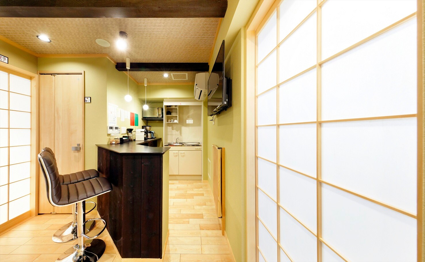 Inside the building