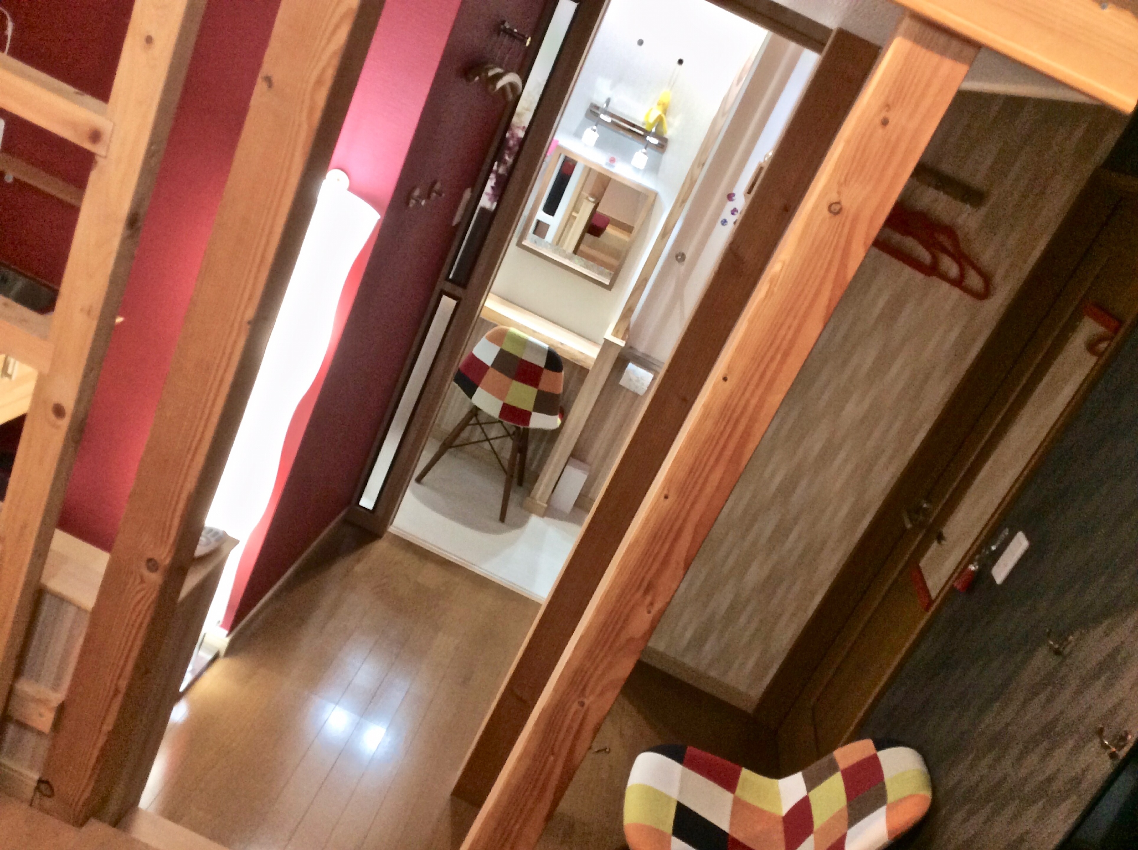 BeniAka-Ma: Room 201: Restroom entrance (sliding door open): View from the living room