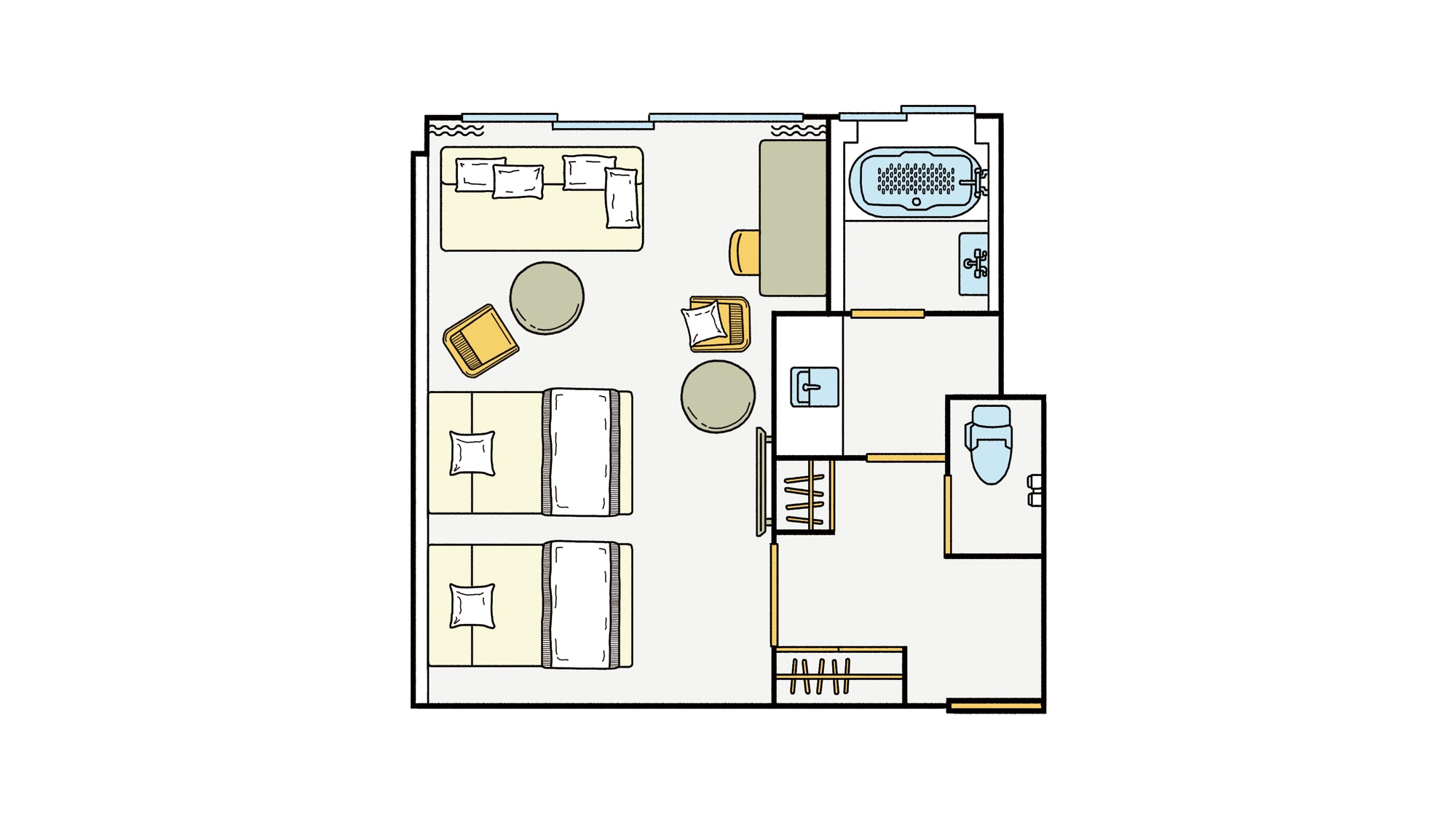 Deluxe room with view bath - Floor plan image