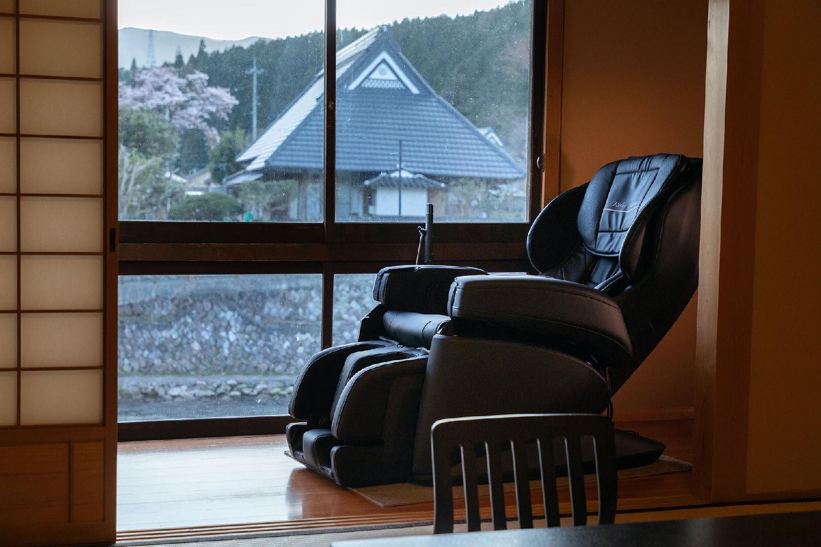 Massage chair along the mountain stream