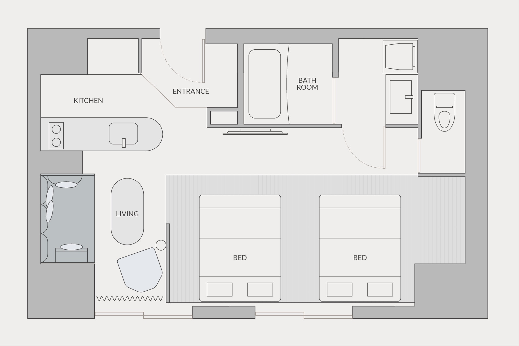 Queen twin room layout image