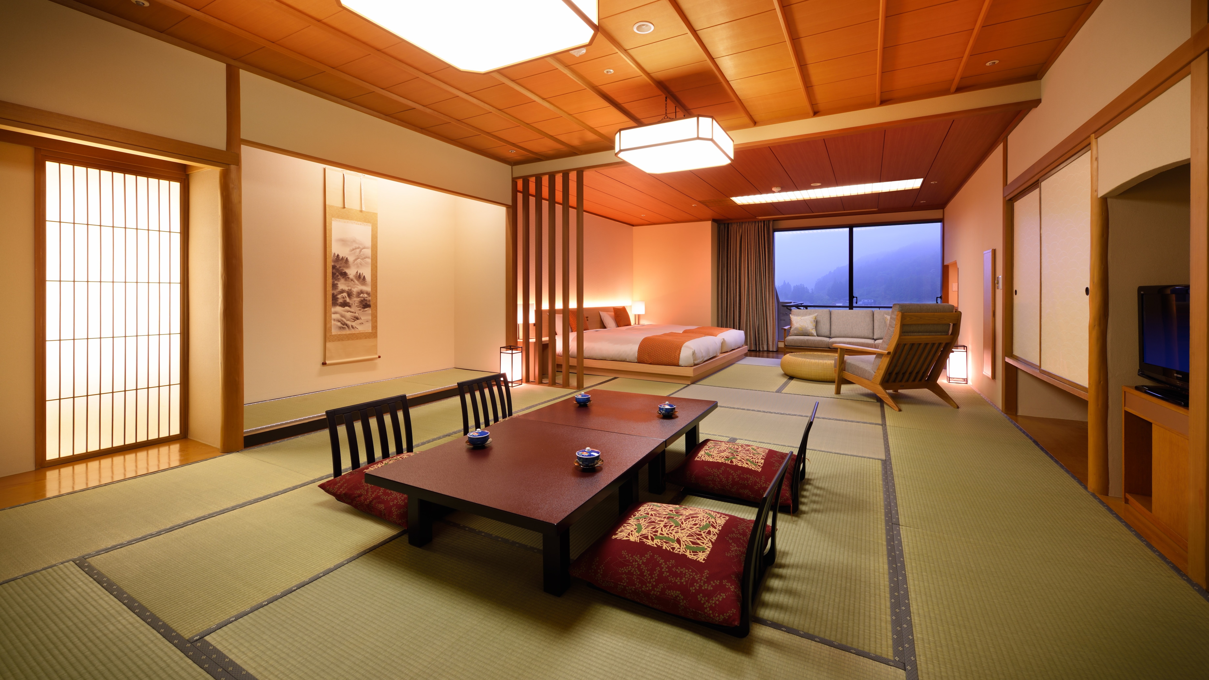 [日西式房間]日式房間12張榻榻米+雙床（禁煙）3樓至5樓（示例）