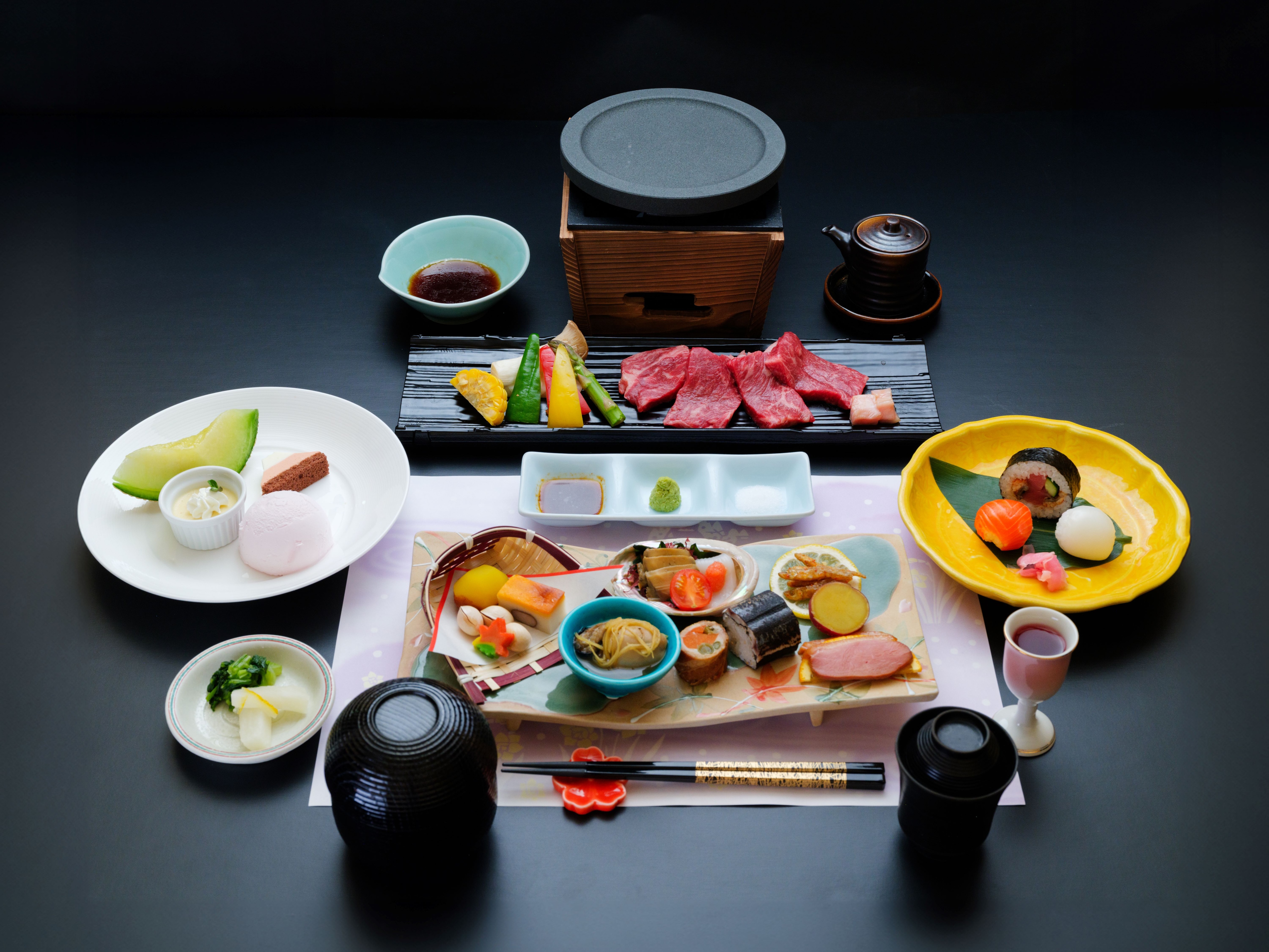 陶瓷盘烤甲州酒牛肉（示例）