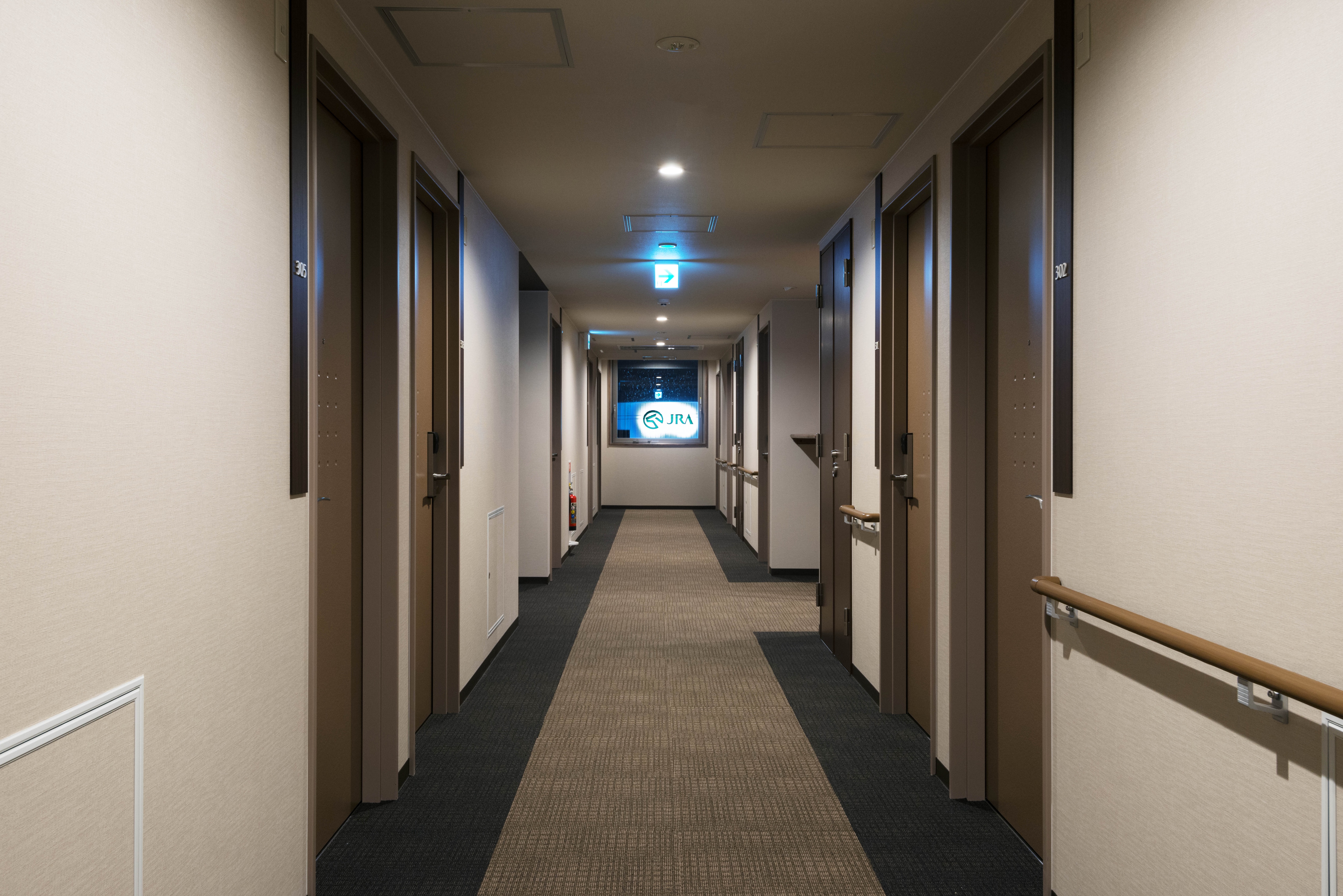 Inside the building.