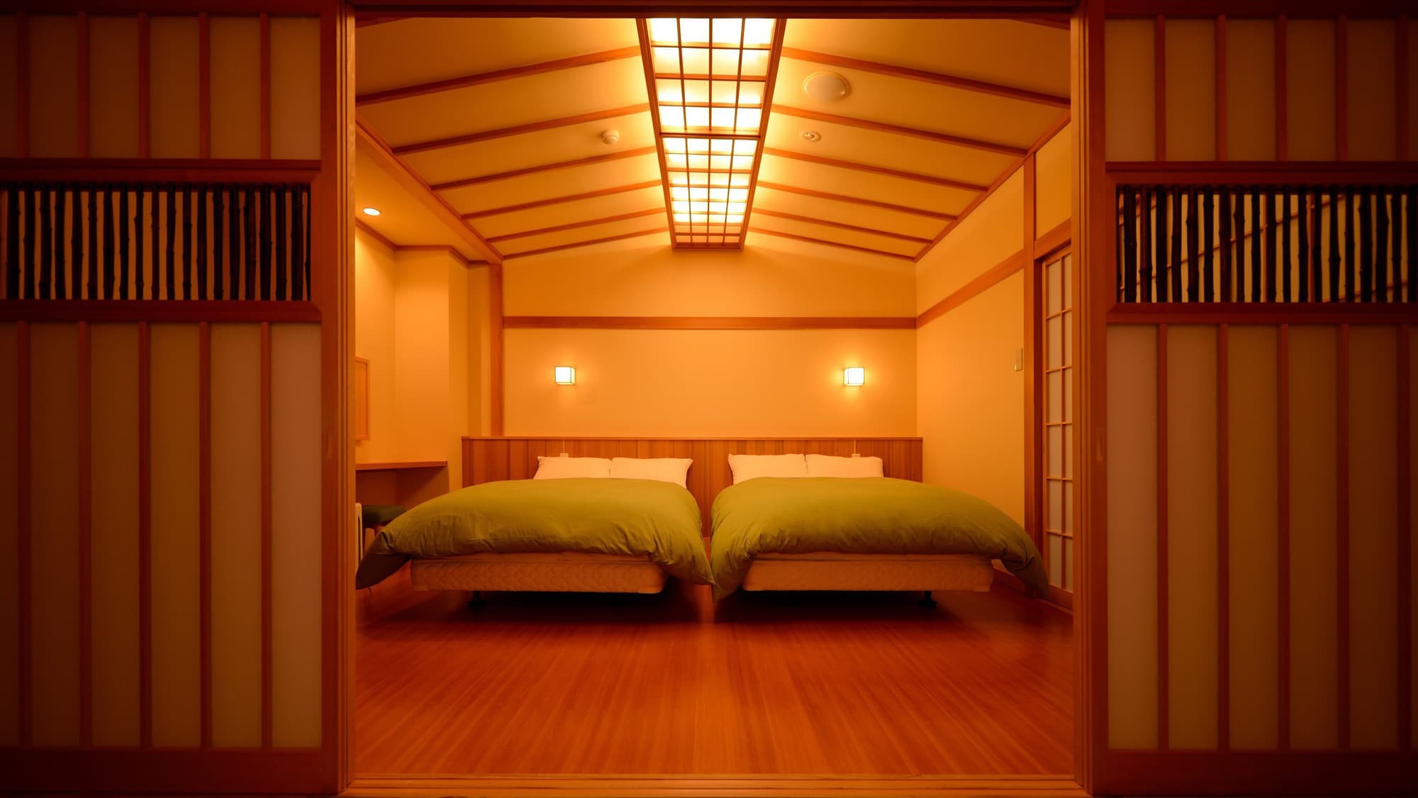 【객실 일례】 특별실… 침실을 완비. 잠자리에 구애된 침대를 준비했습니다.