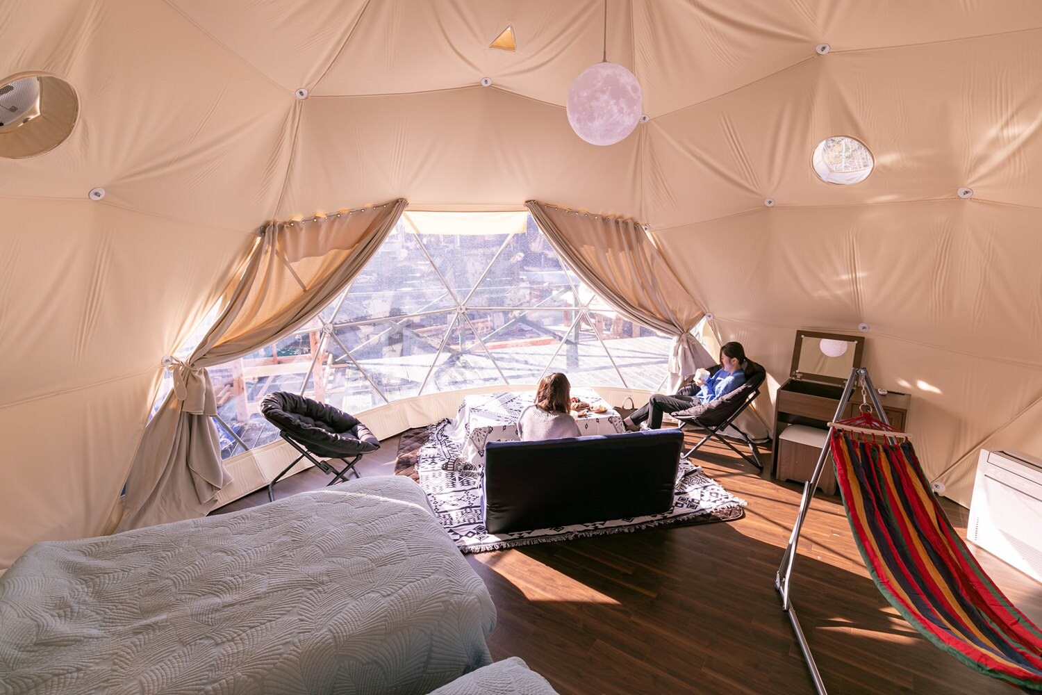 Inside the dome tent