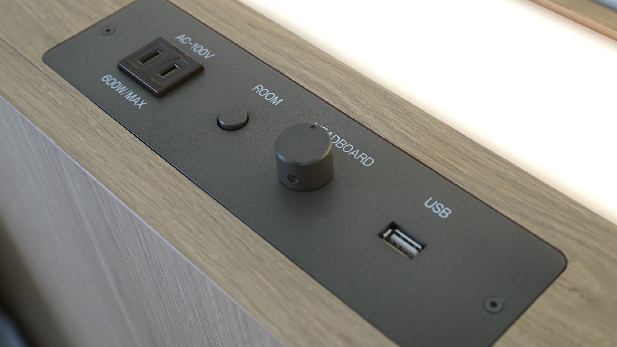 [Guest room facilities] USB ports and power outlets are installed on the headboard.