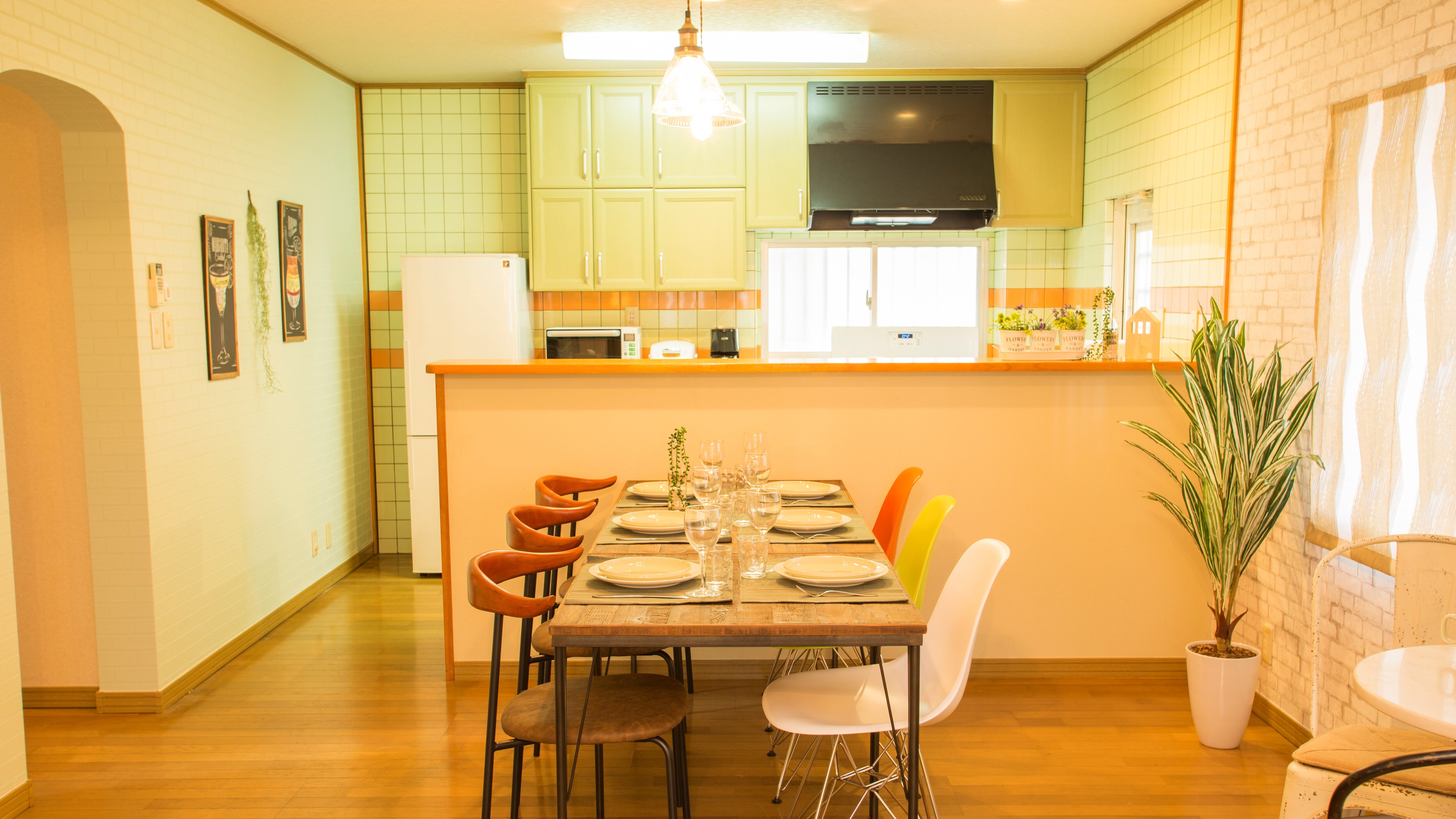 Dining room and kitchen