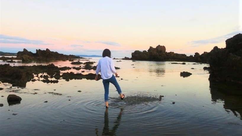You can go down to the seaside directly from the garden and enjoy the beautiful rocky waters.