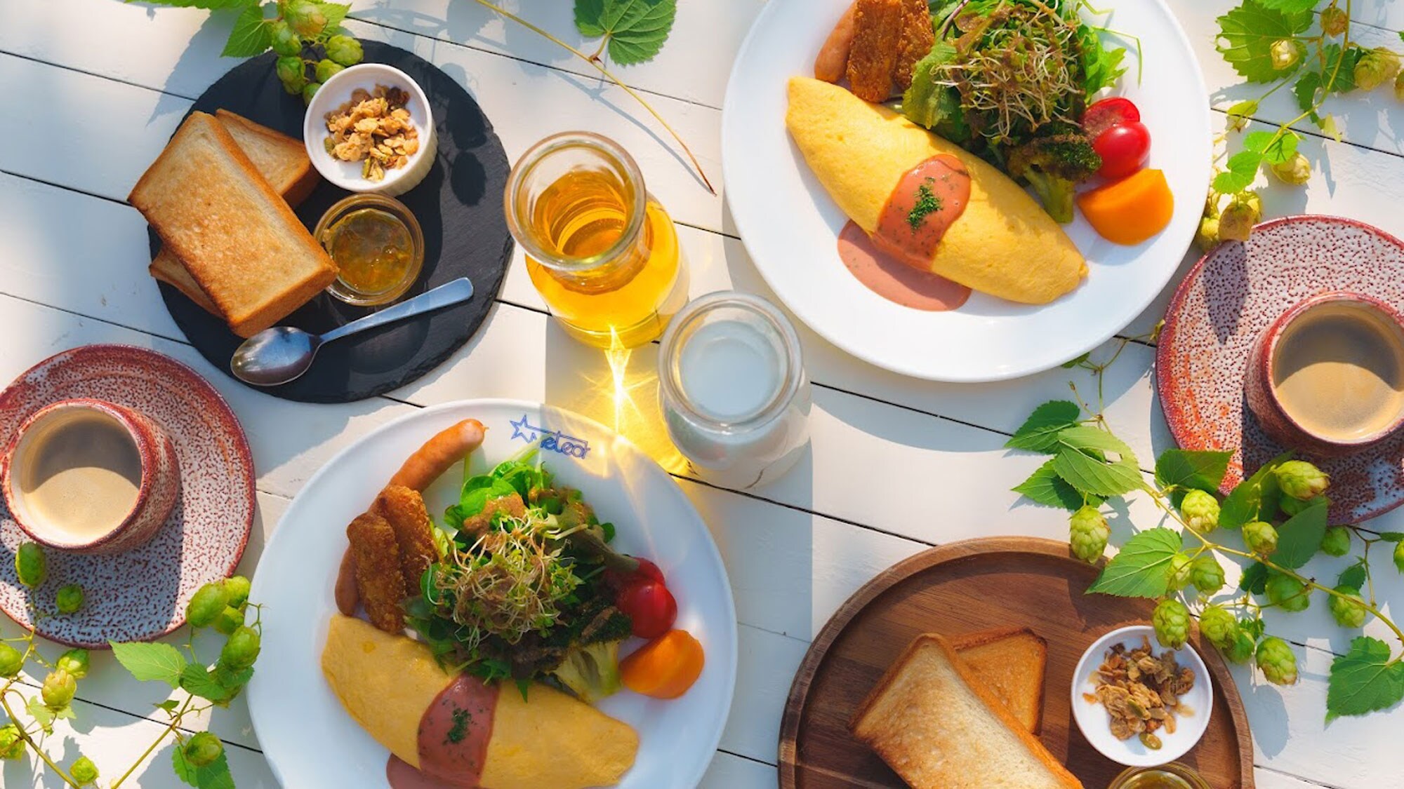 【早餐】享用每日更换的鸡蛋料理和信州蔬菜沙拉！
