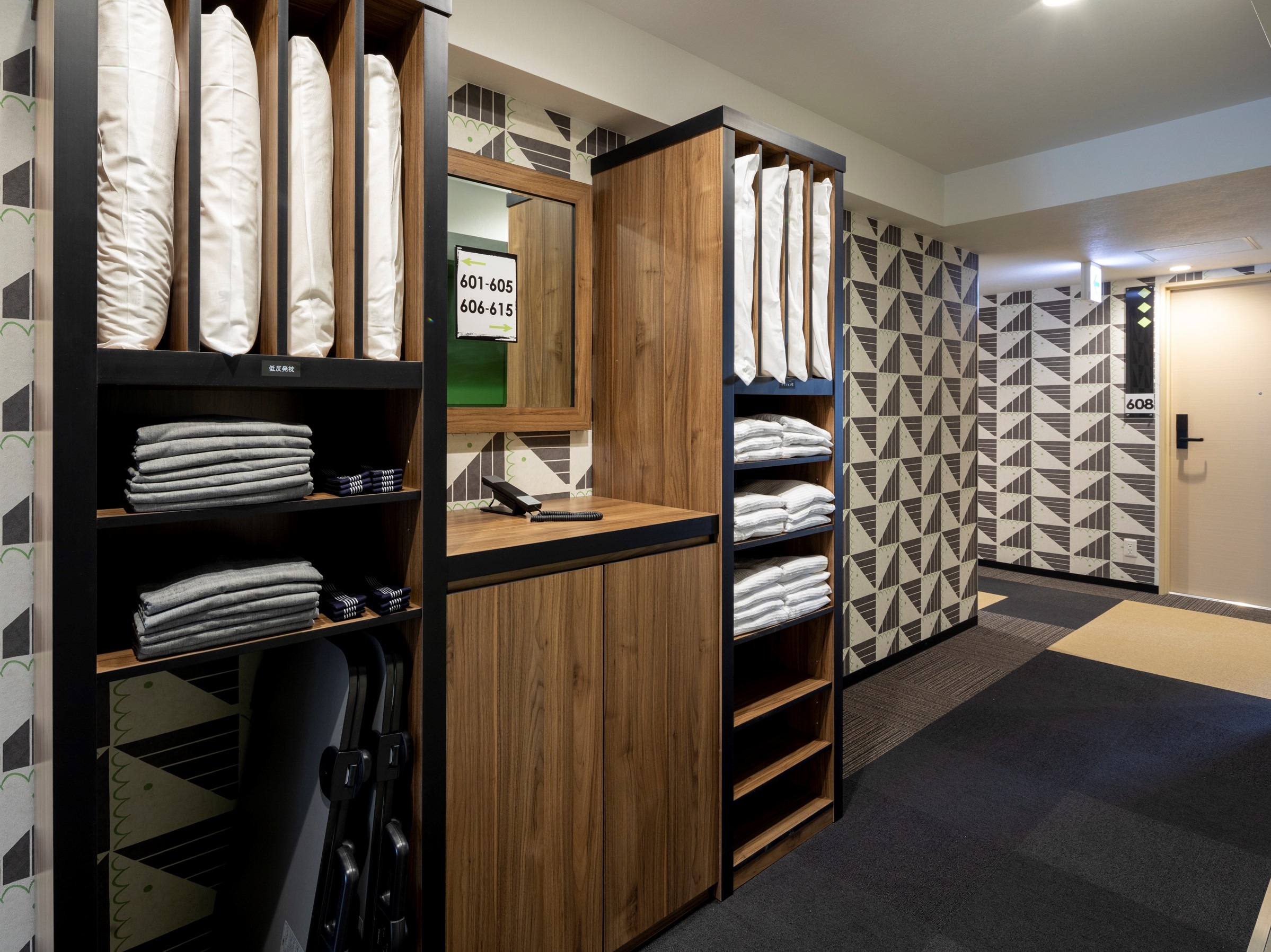 Rental shelves on each floor