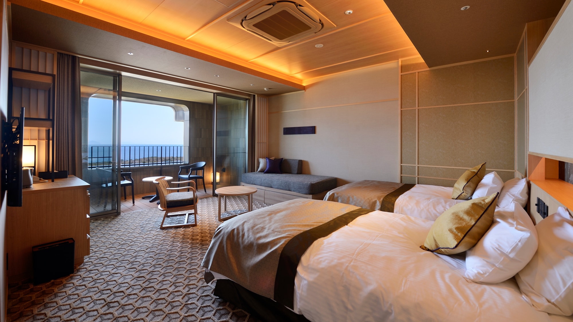 Premium terrace twin / with hot spring open-air bath (60 square meters)