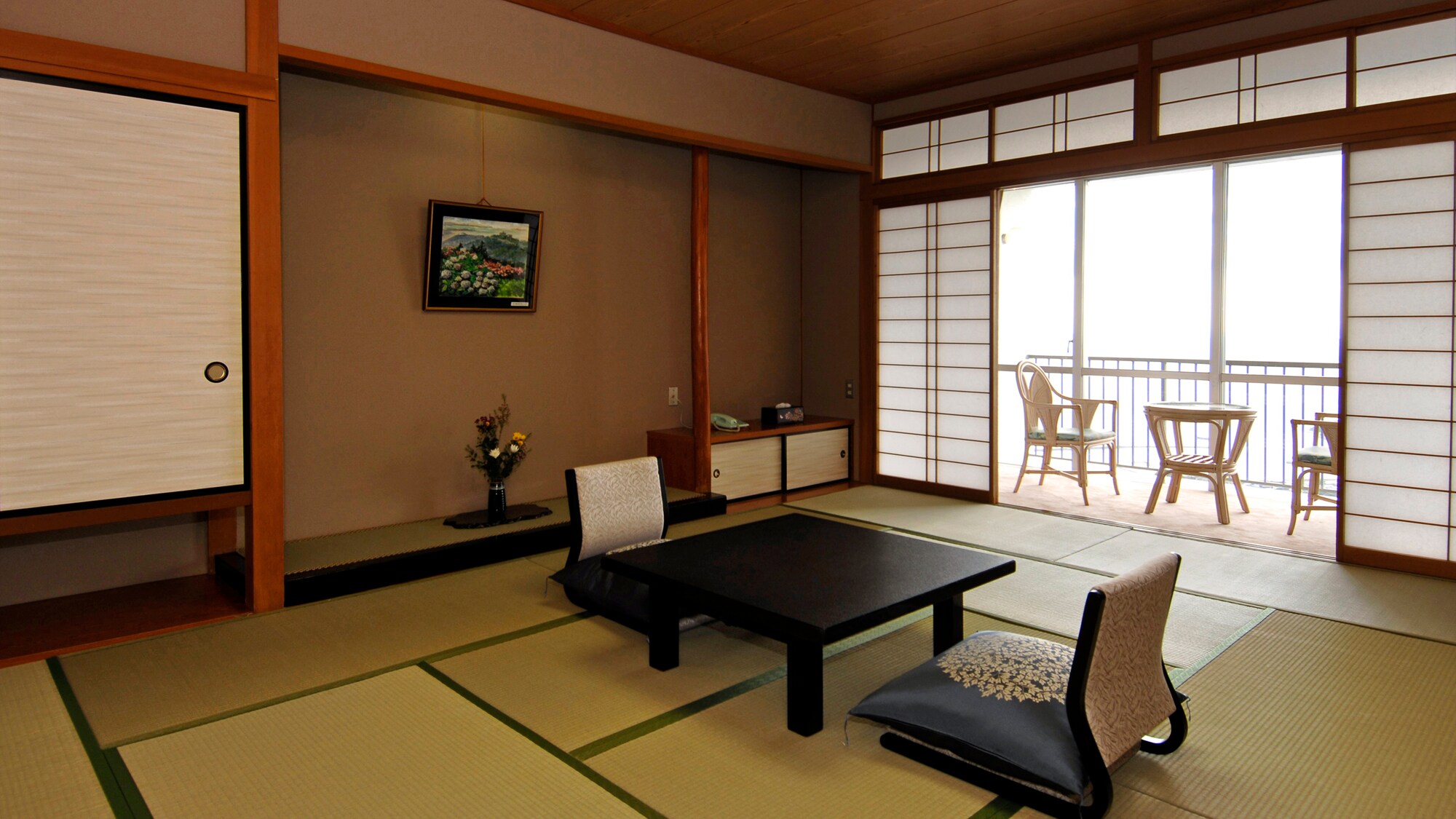 [Kamar bergaya Jepang 12 tikar tatami, bebas rokok] Kamar dengan pemandangan laut. Dengan toilet dengan bak mandi dan mesin cuci.