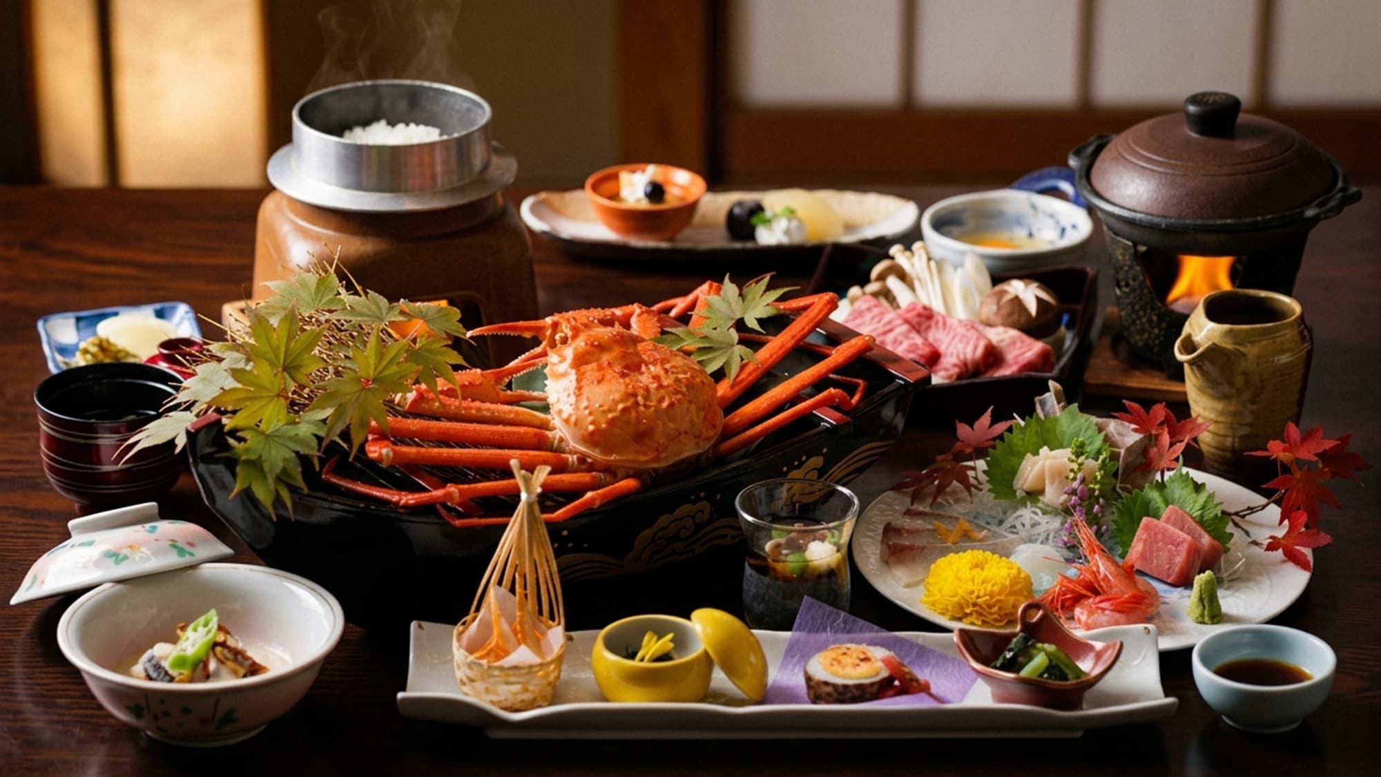紅ズワイ蟹・氷見牛・秋の新米。富山の深まる美味を味わう特選会席。