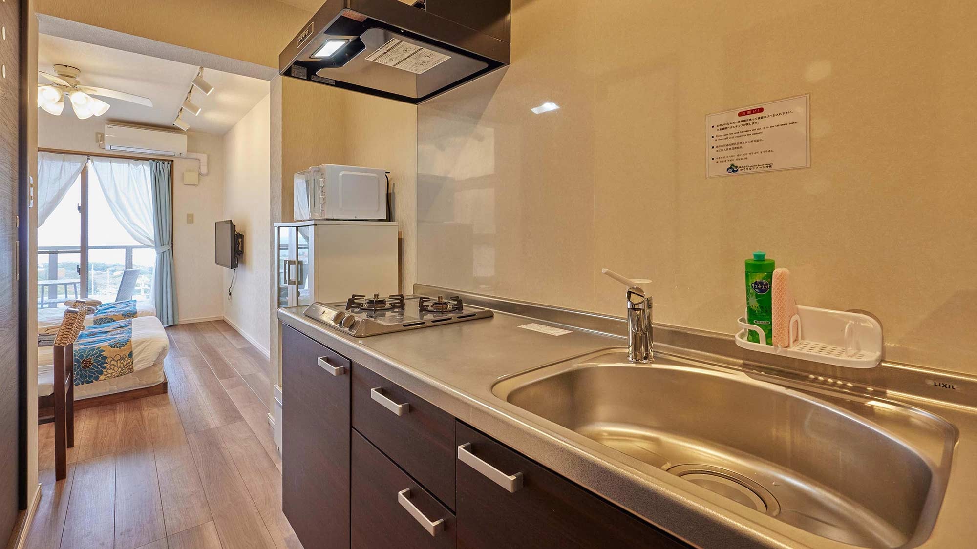 [Sea Breeze Superior Twin] Equipped with a two-burner stove, you can do simple cooking and stay comfortably even for consecutive nights.