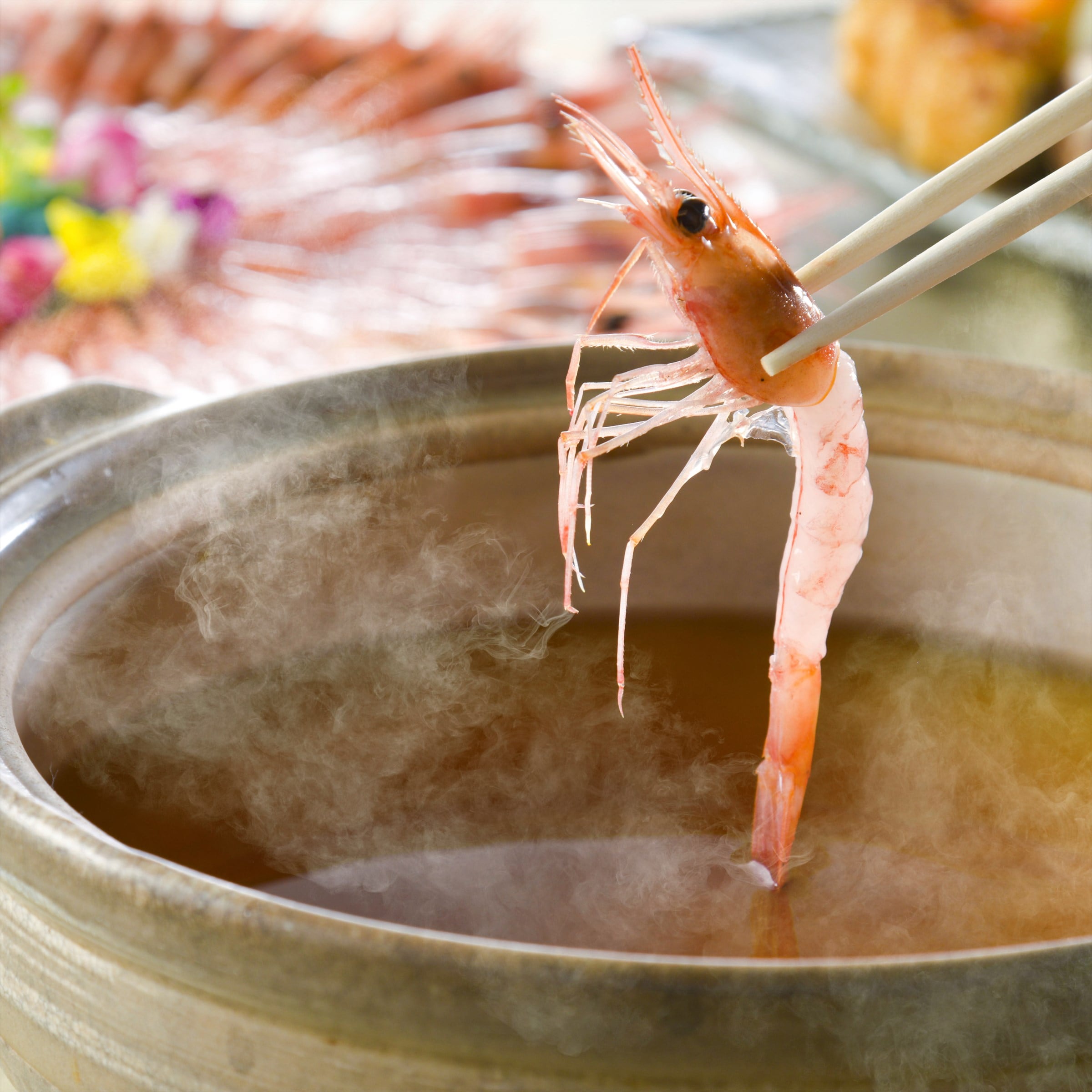 Sweet shrimp shabu-shabu