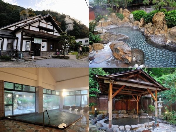 An outdoor hot spring just around the corner from our hotel! Relax in the "Ko-no-yu" hot spring that brings happiness.