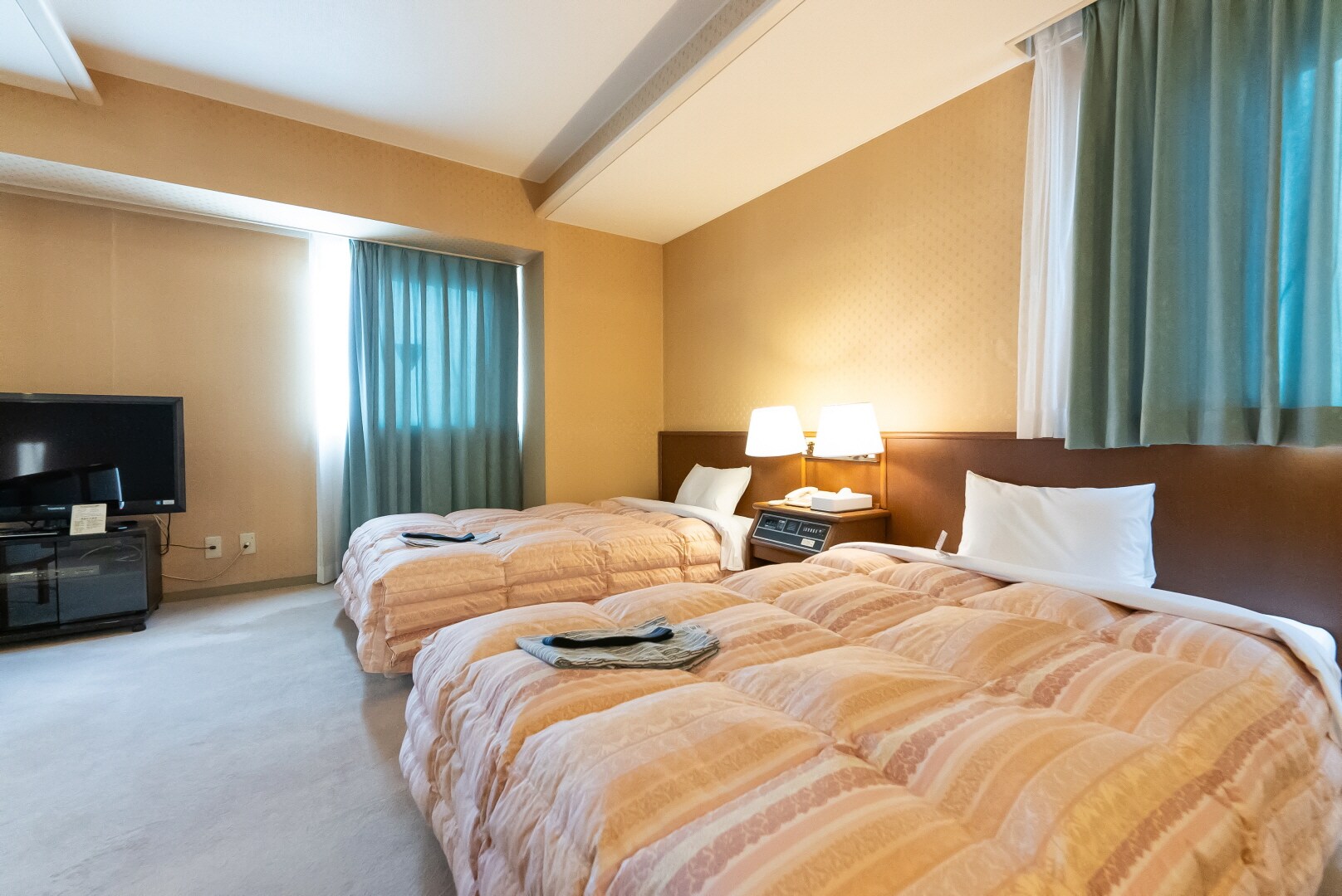 34평방 120 cm폭 침대 2대 | 디럭스 트윈