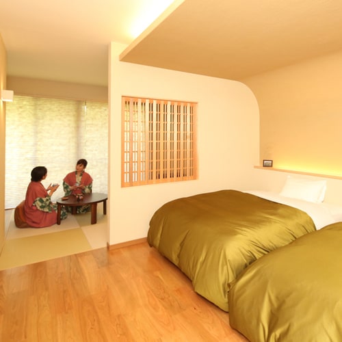 請在單獨的房間放鬆身心 日西式房間 [雙床+日式房間] 帶獨立露天浴池的客房