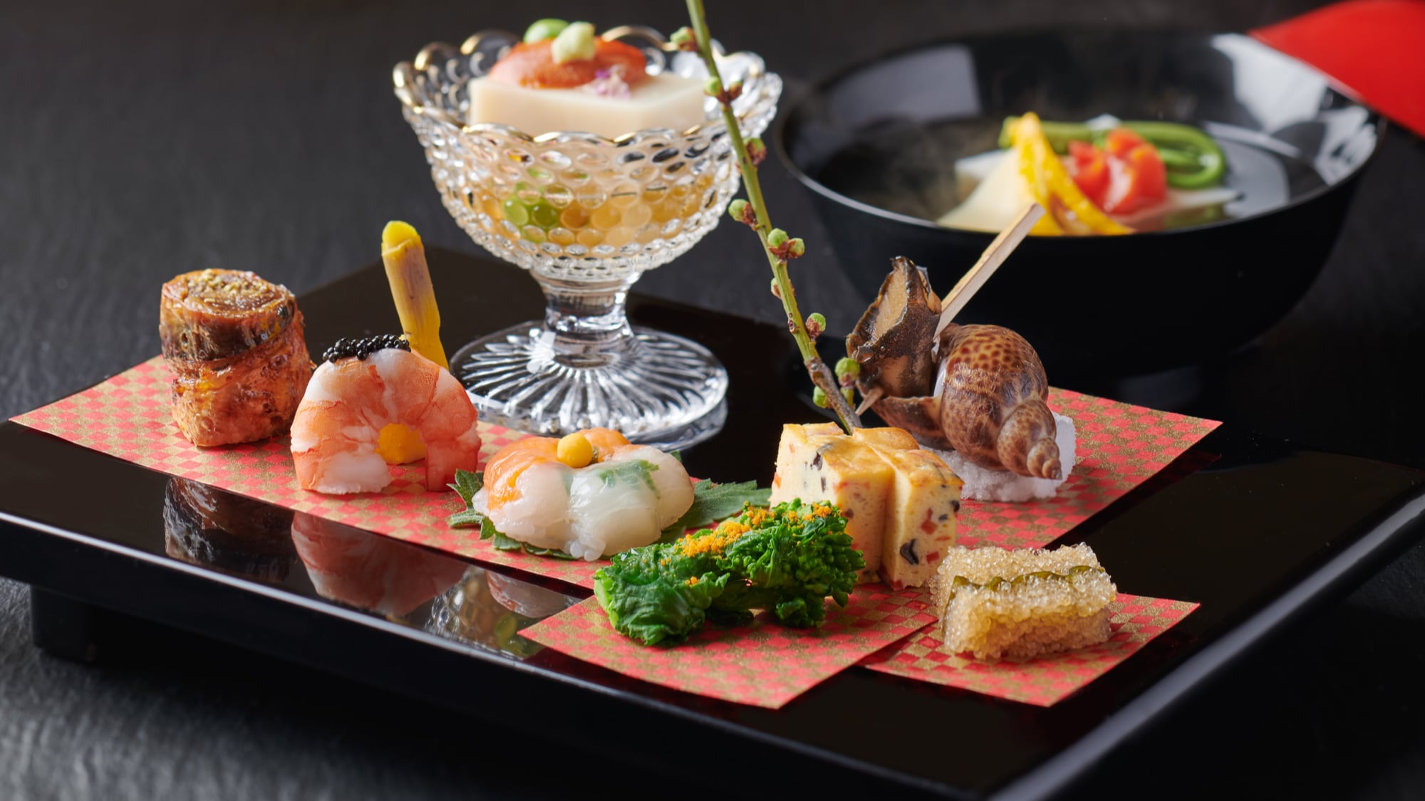 Kyoto-style Kaiseki (pictured is a winter image)