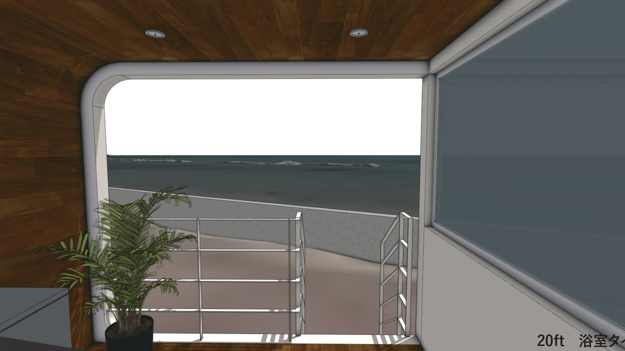 Ocean view | Trailer N03 / Simmons single x 2 *Perspective image