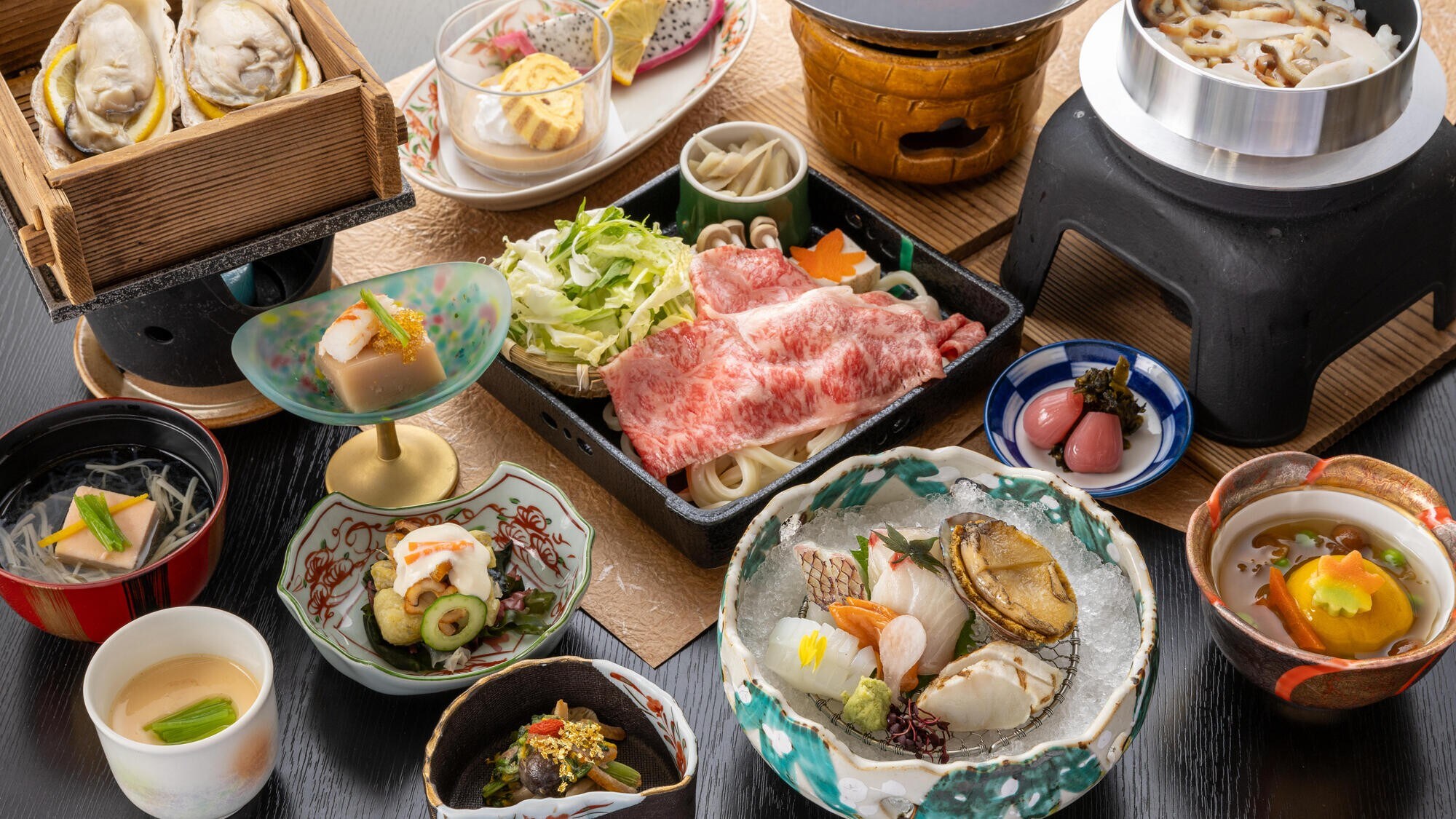 Gambar kursus kaiseki Jepang kreatif yang dipilih secara khusus