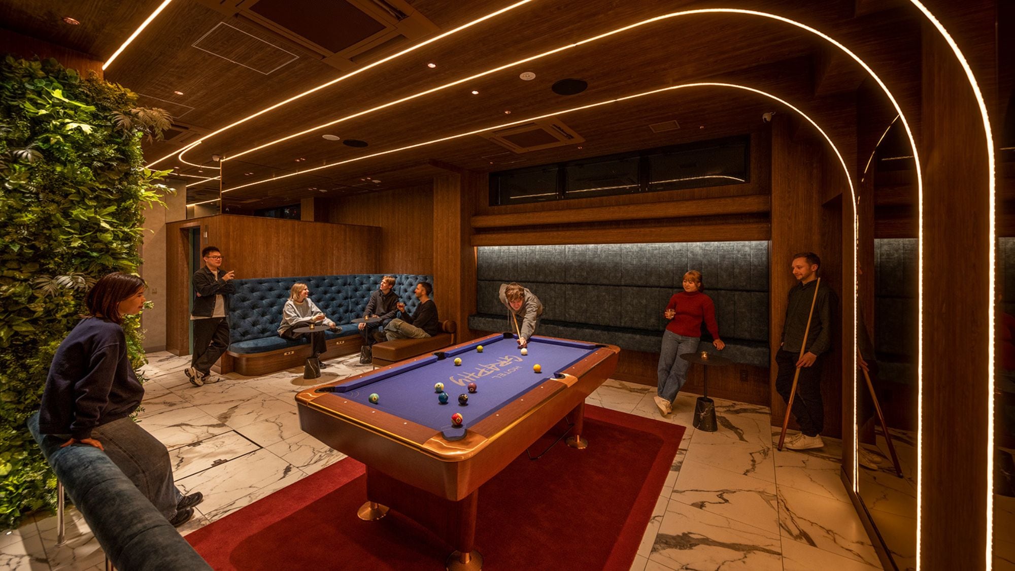 The lounge on the top floor (7th floor) is equipped with billiards and is available for guests to use 24 hours a day.