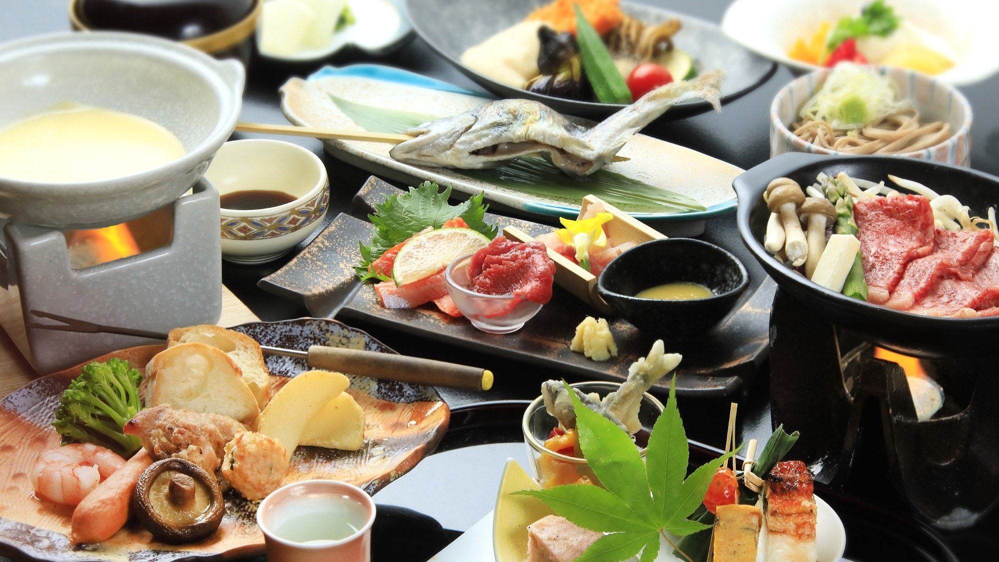 An example of a selectable kaiseki meal [Full Moon (Cheese Fondue) Hotpot]
