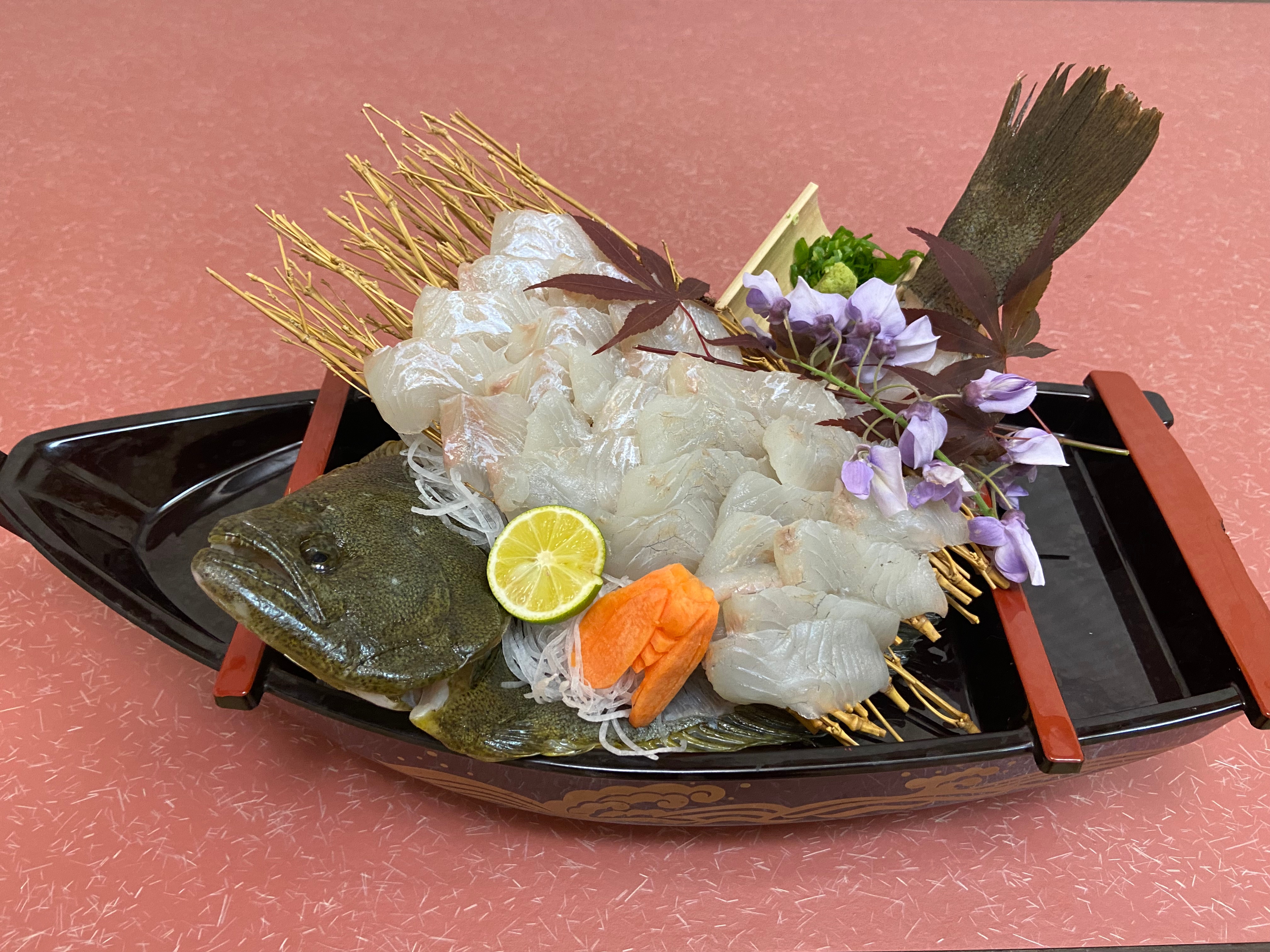 (Special order dish) Whole flounder sashimi