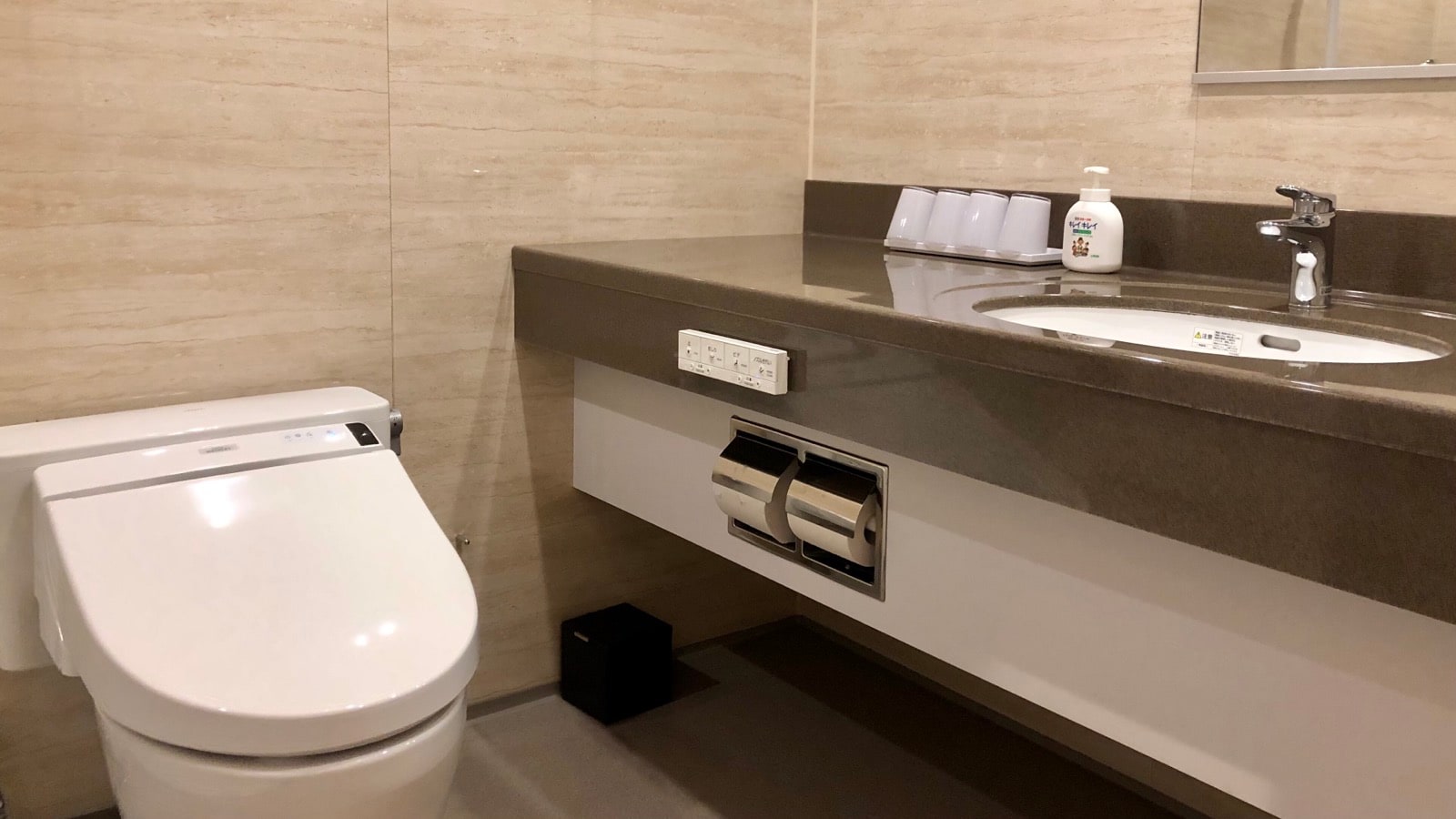 Guest room with bathroom and toilet (example)