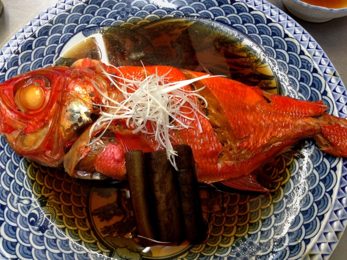 Boiled sea bream