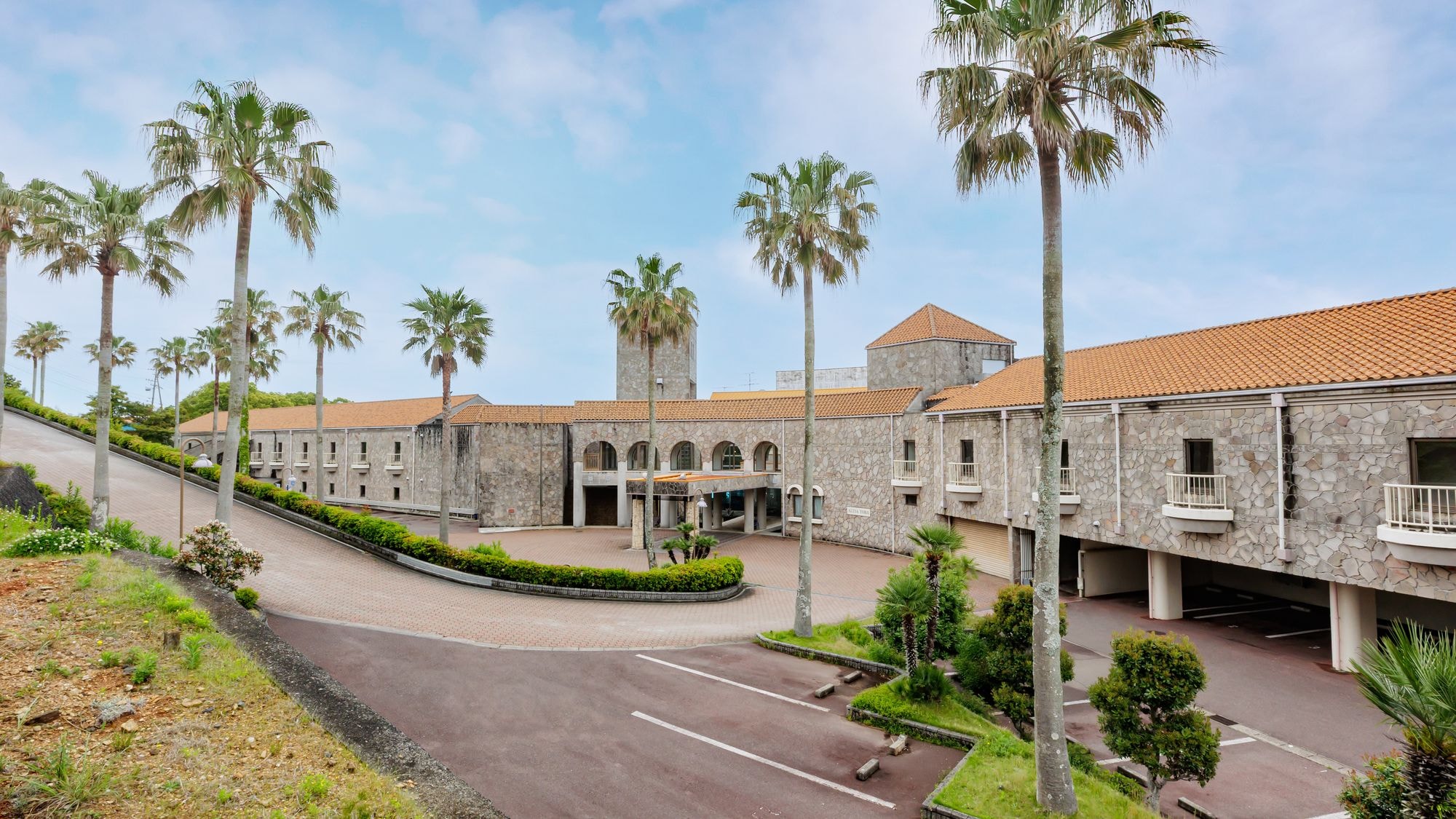 All rooms offer stunning ocean views! The exterior is designed to resemble a French townscape.