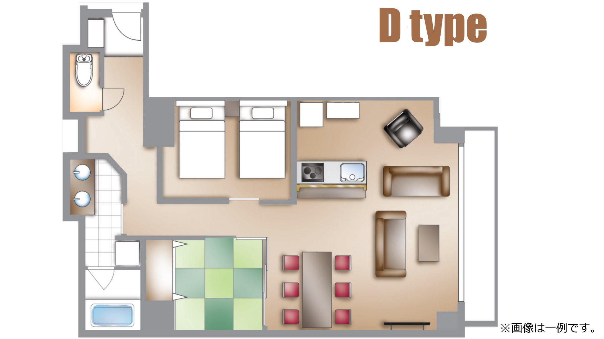Deluxe room floor plan *This is an example.