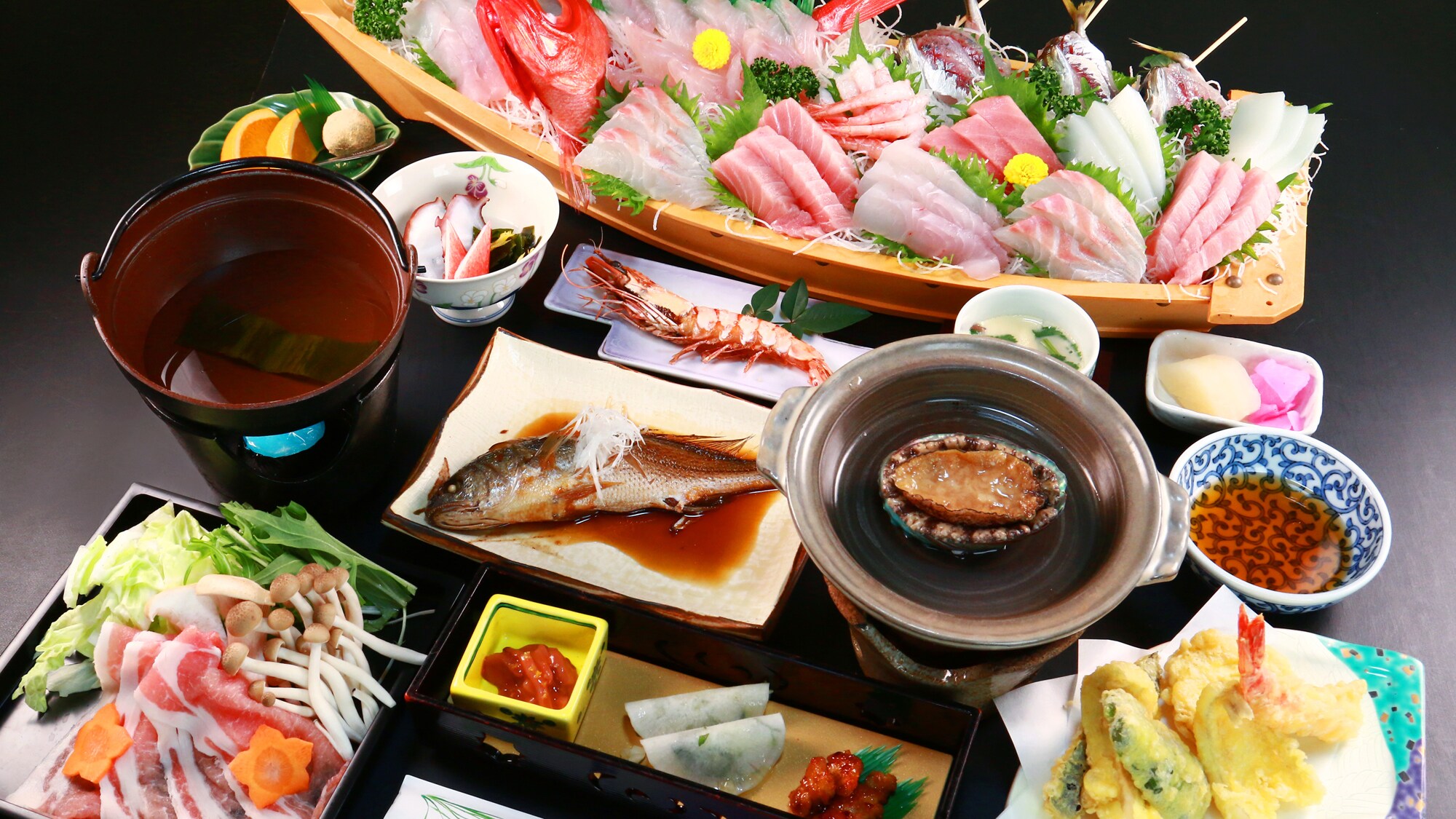 *[Upgrade] Boat-style platter of 5 or more kinds of fish including red snapper and grilled abalone
