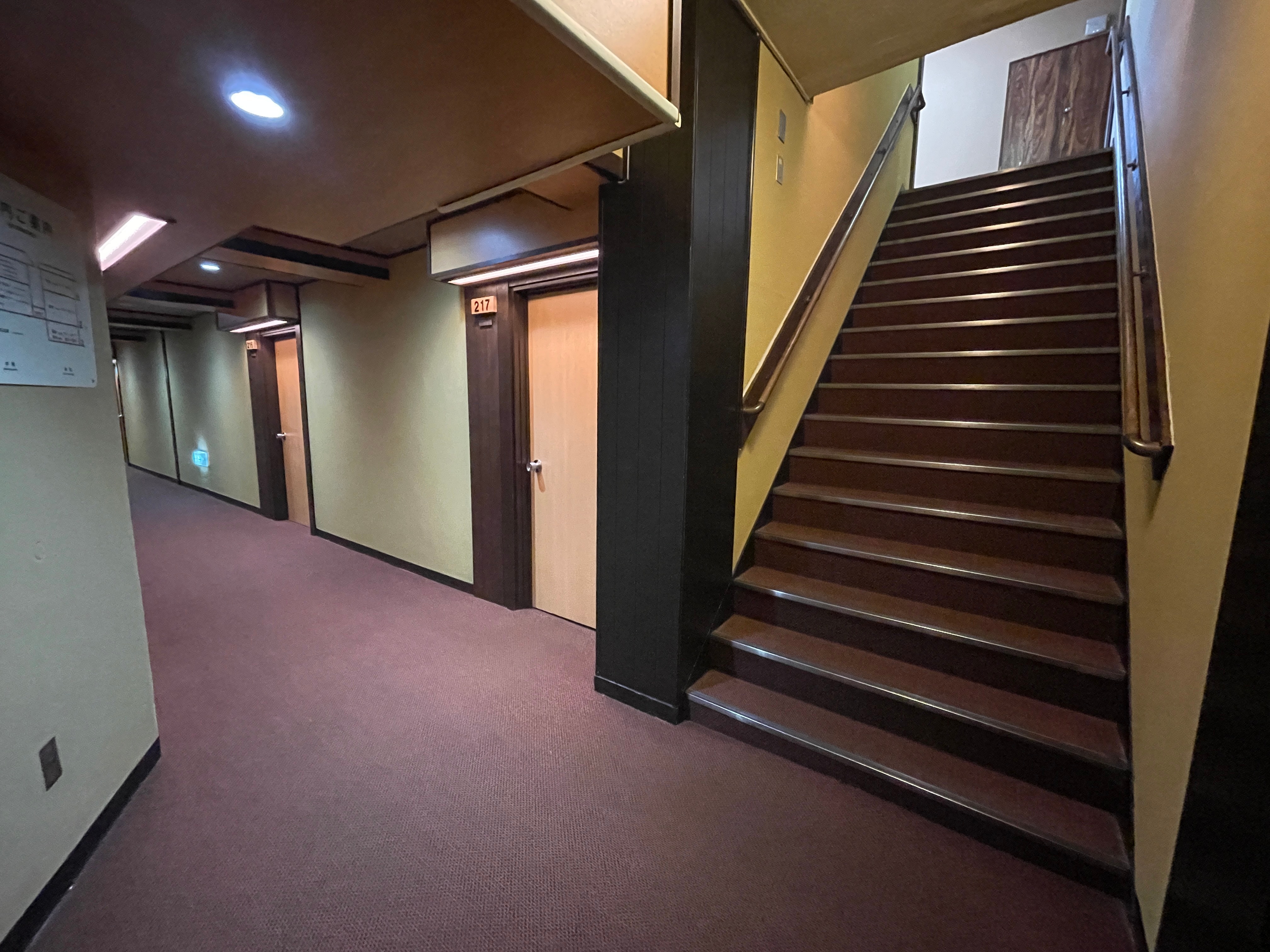 Stairs leading down to the 2nd floor of the East Building