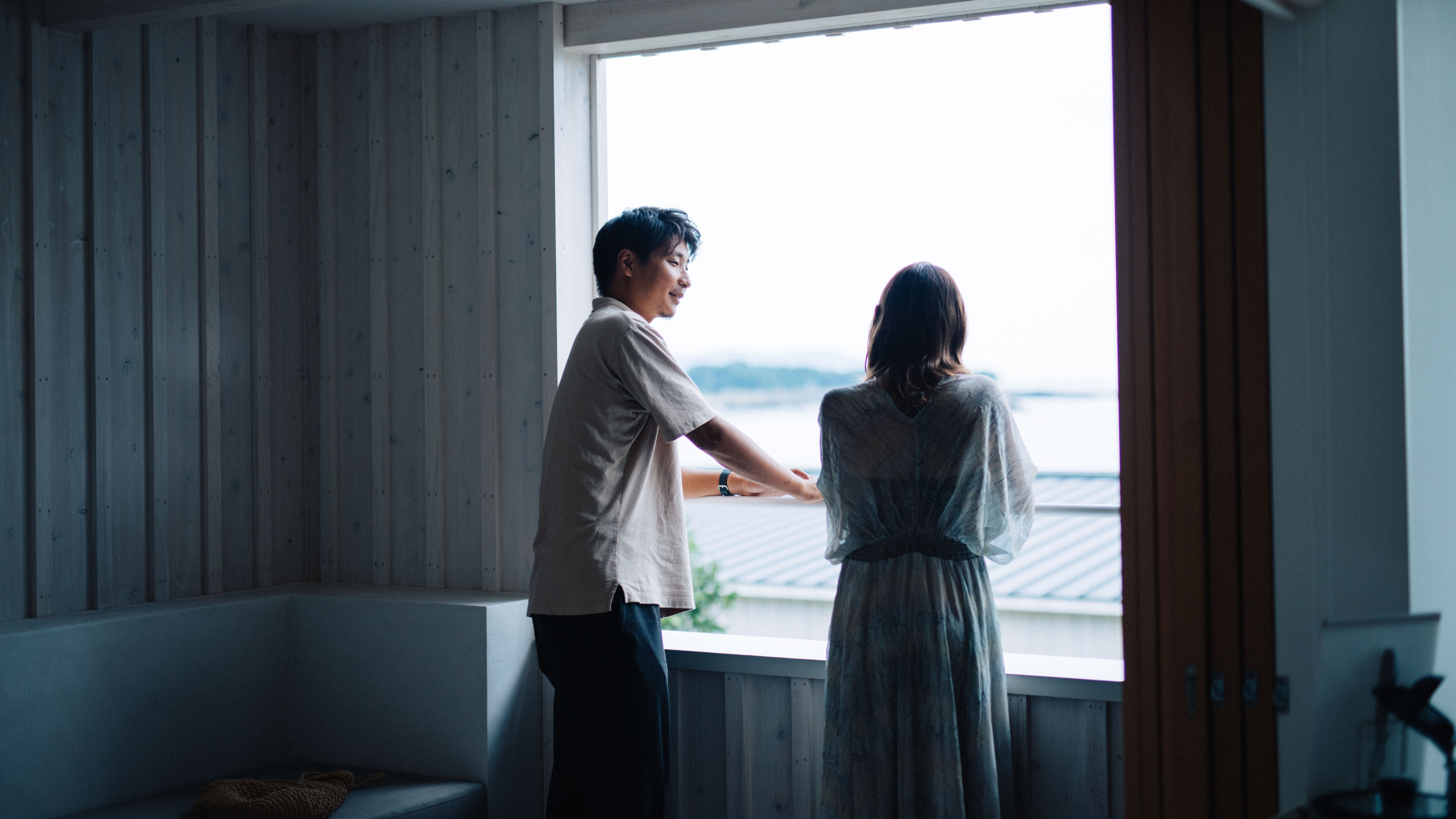 [Maisonette outdoor kitchen] You can see the sea from the terrace.