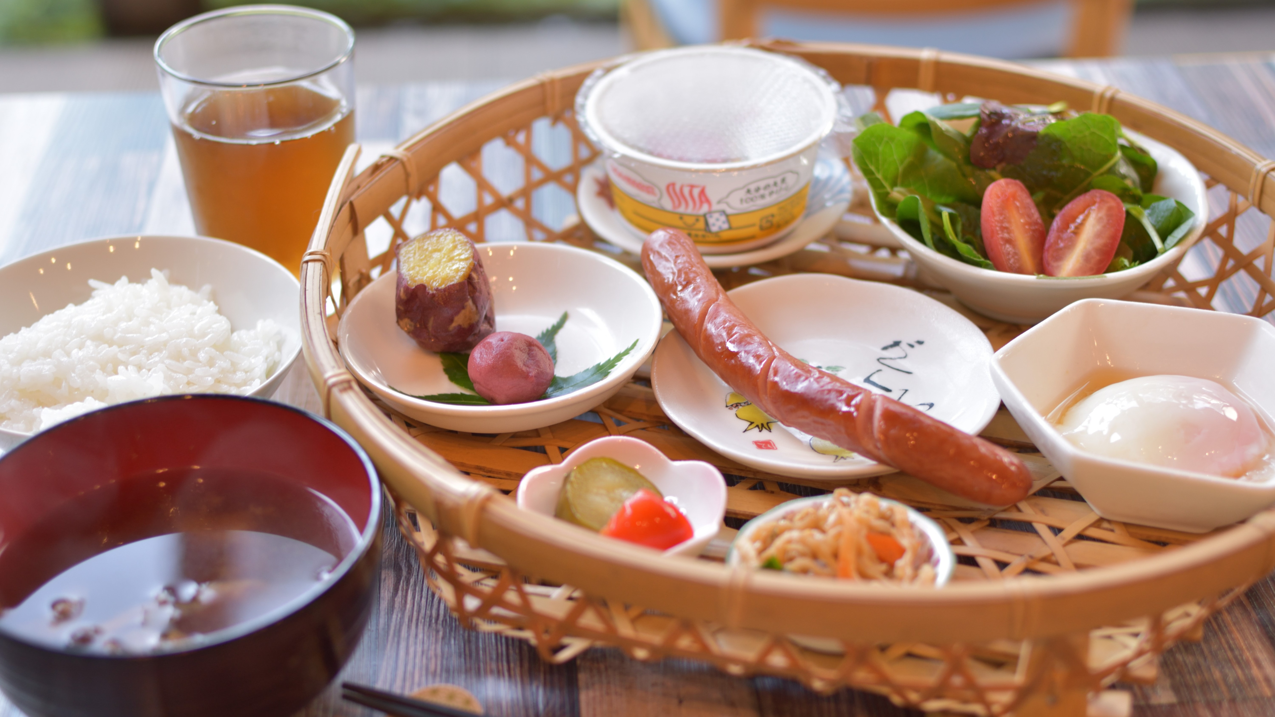 【朝食】大分県産食材で作った体に優しい「篭盛り」和朝食