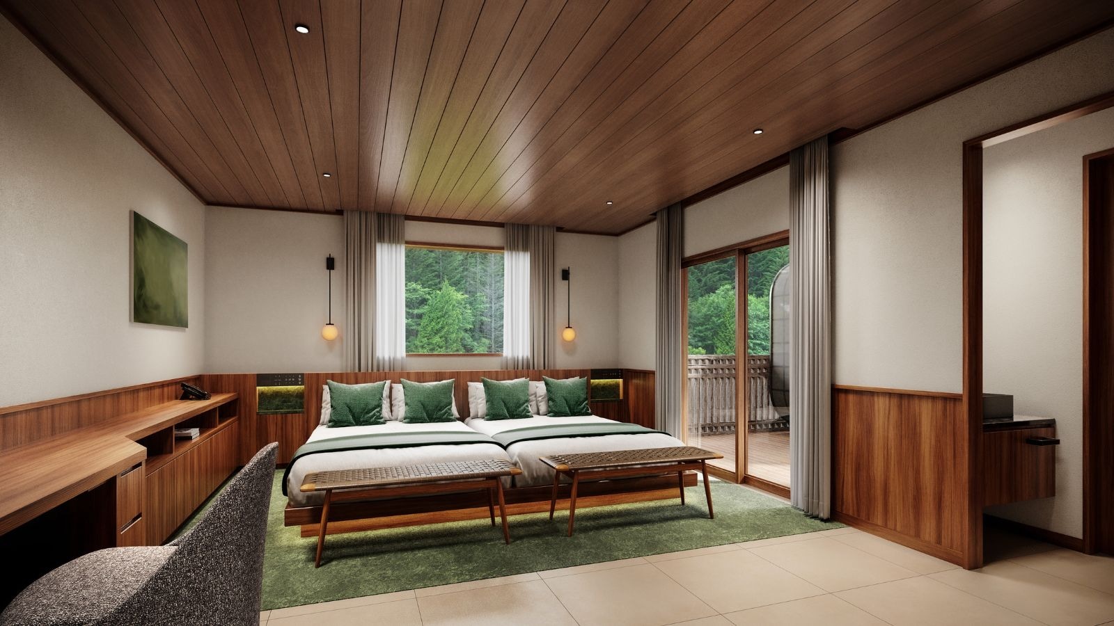Phòng ngủ chính của dãy phòng suite biệt thự Sankara