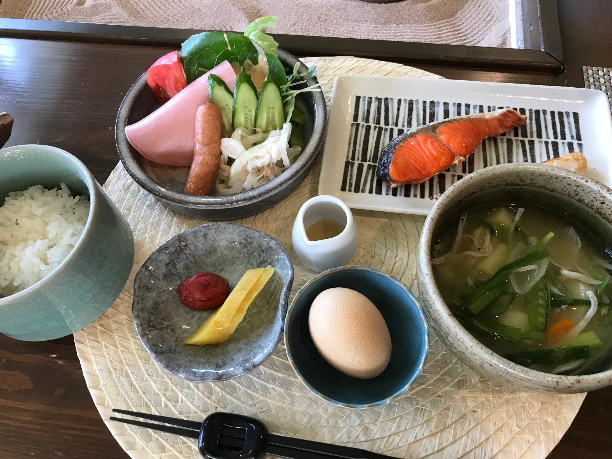 Aizu chicken and egg on rice, a Japanese breakfast